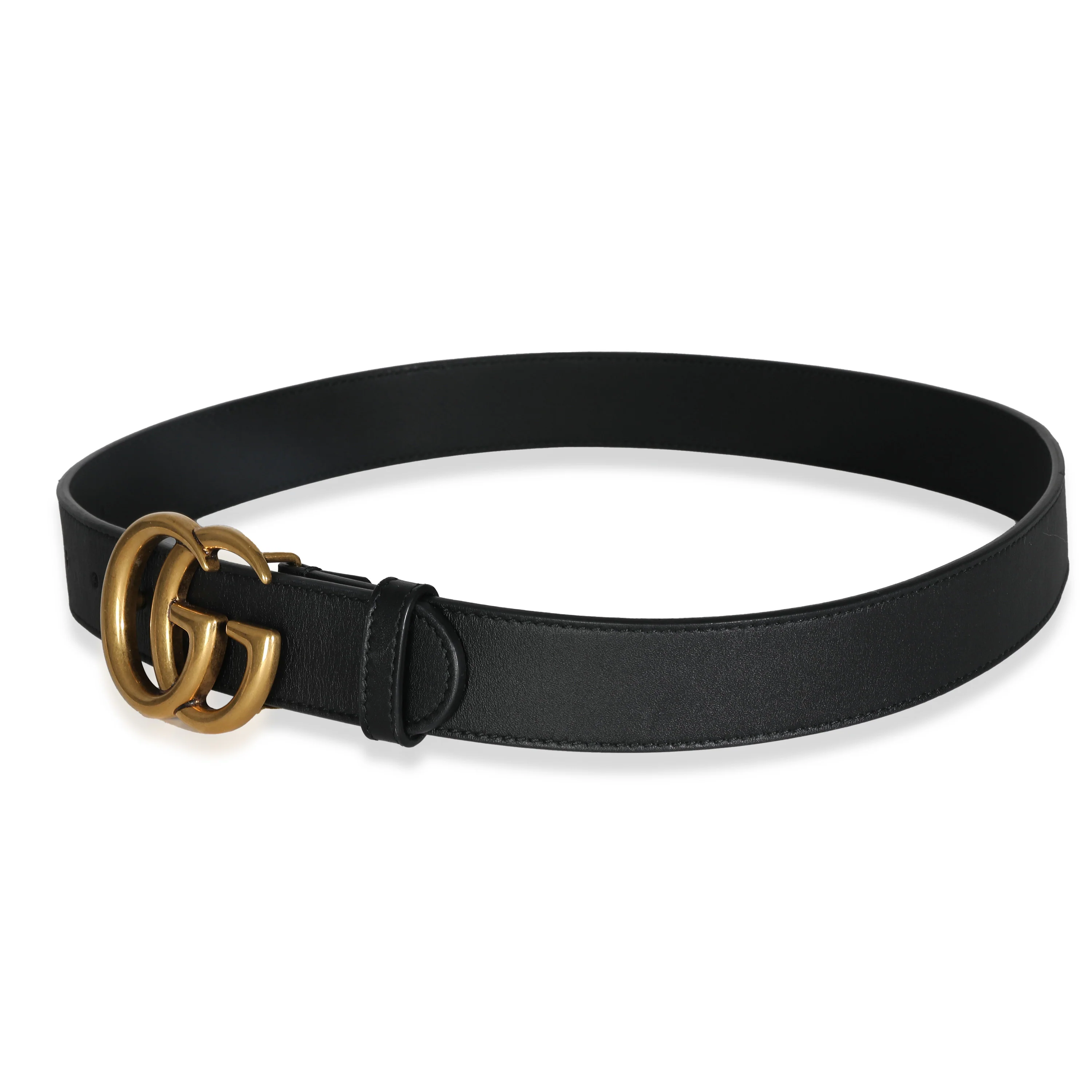 Black Leather Double G Belt - Image 2