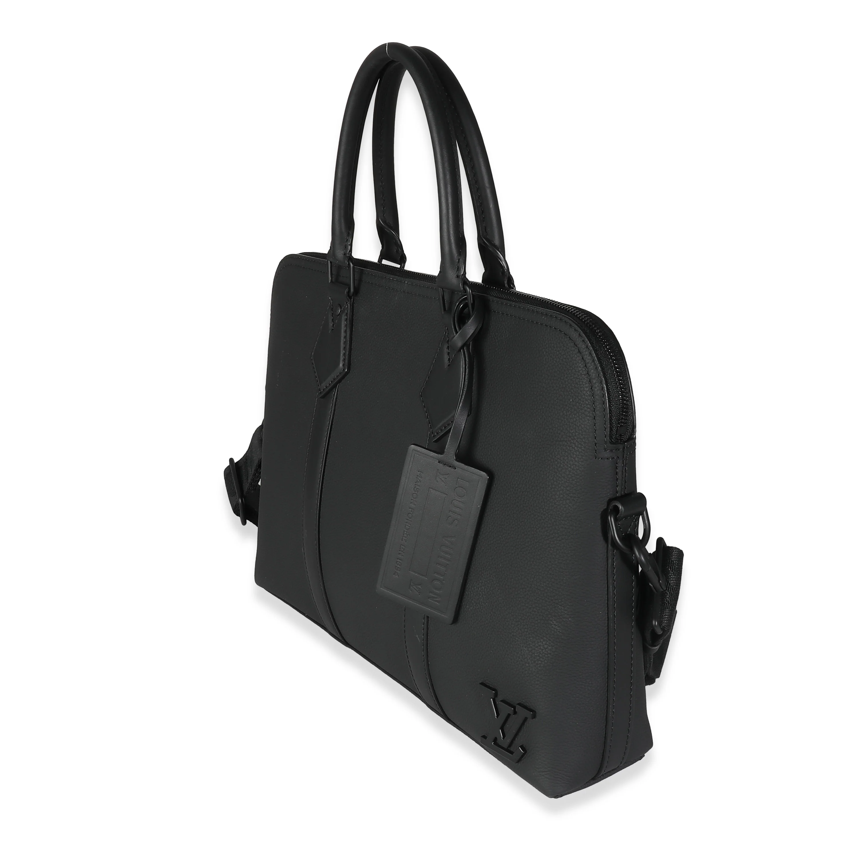 Black Calfskin Aerogram Takeoff Briefcase - Image 2