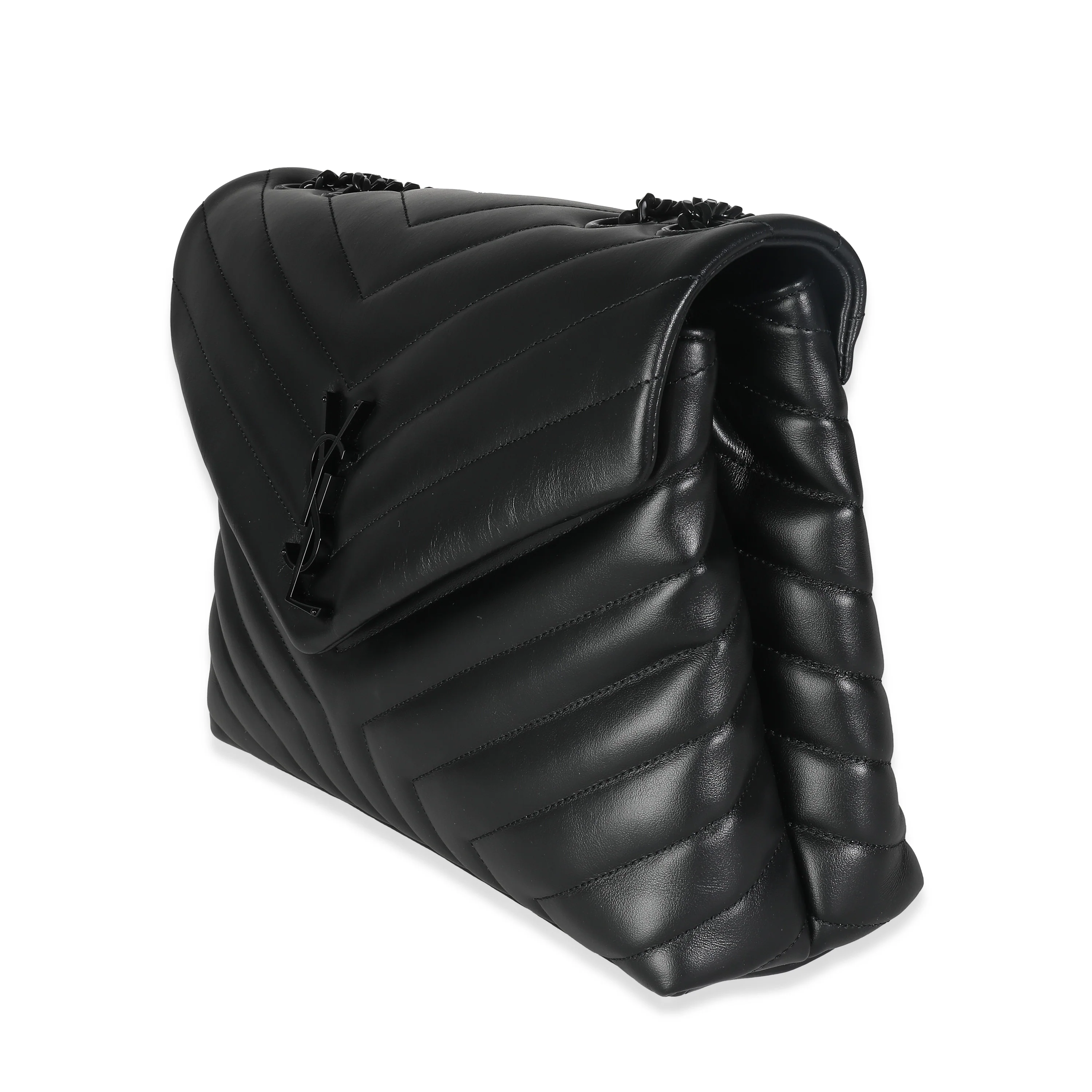 Black Chevron Calfskin Medium Loulou - Image 2