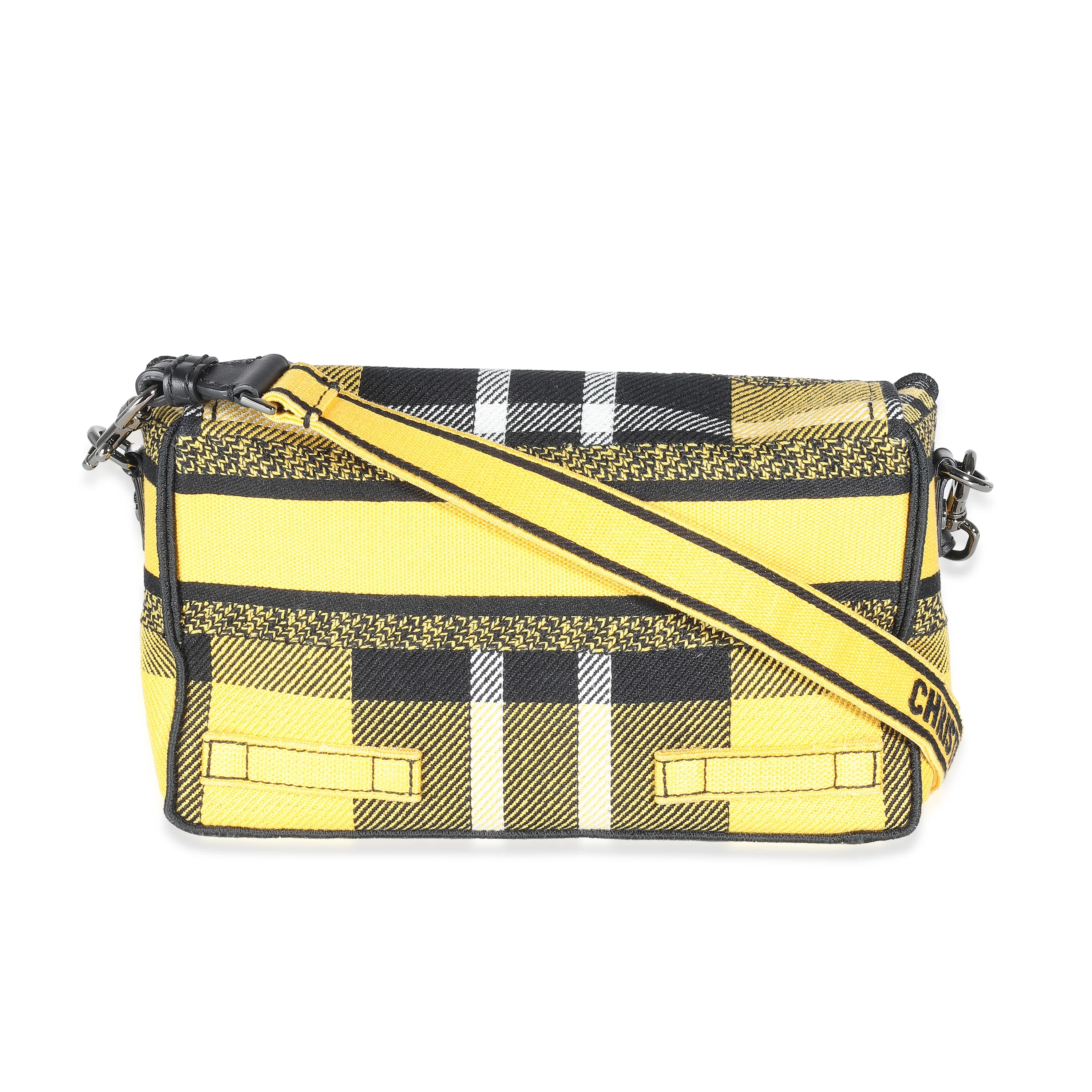 Yellow Tartan Canvas Small Diorcamp Messenger - Image 4