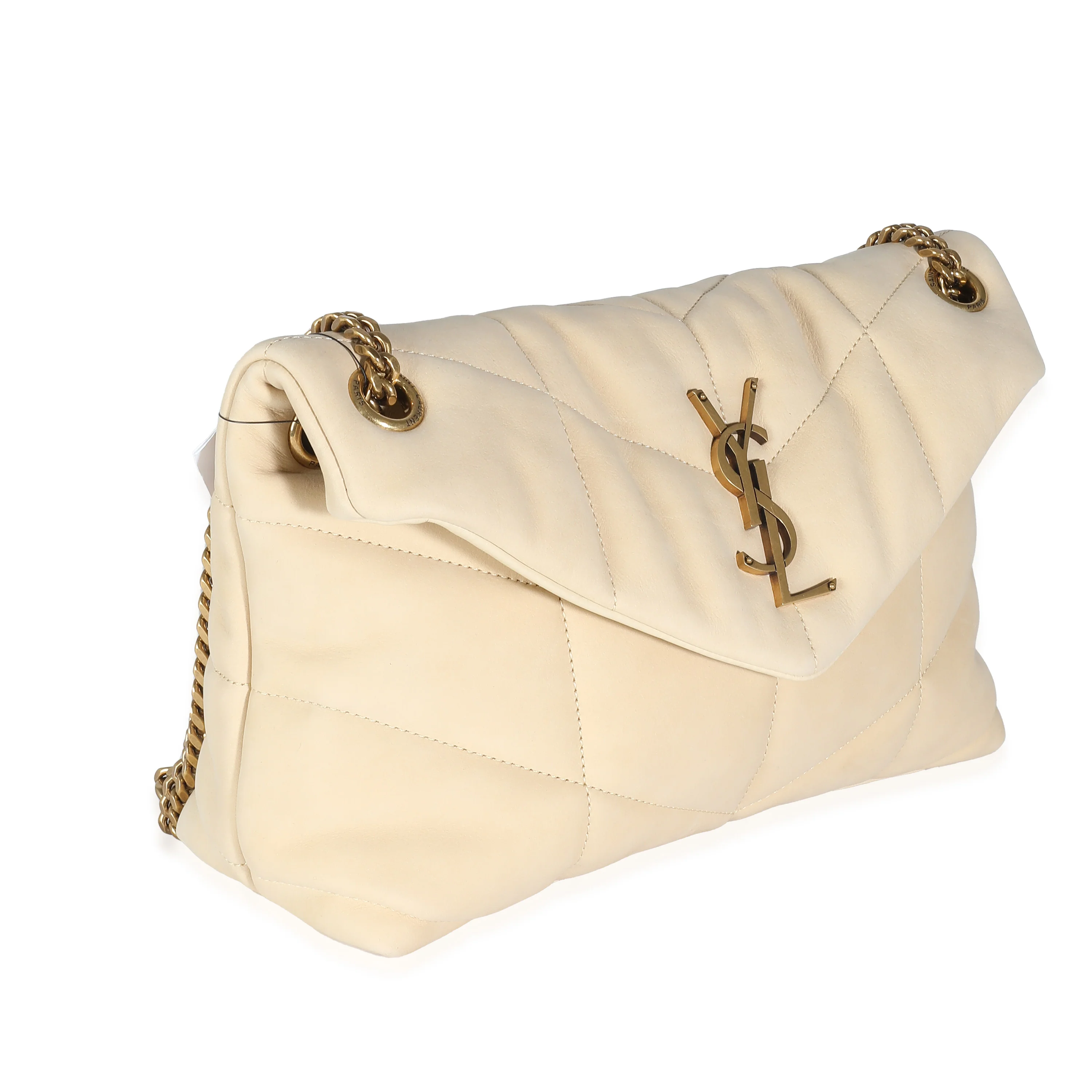 Beige Quilted Nubuck Small Puffer Chain Bag - Image 3