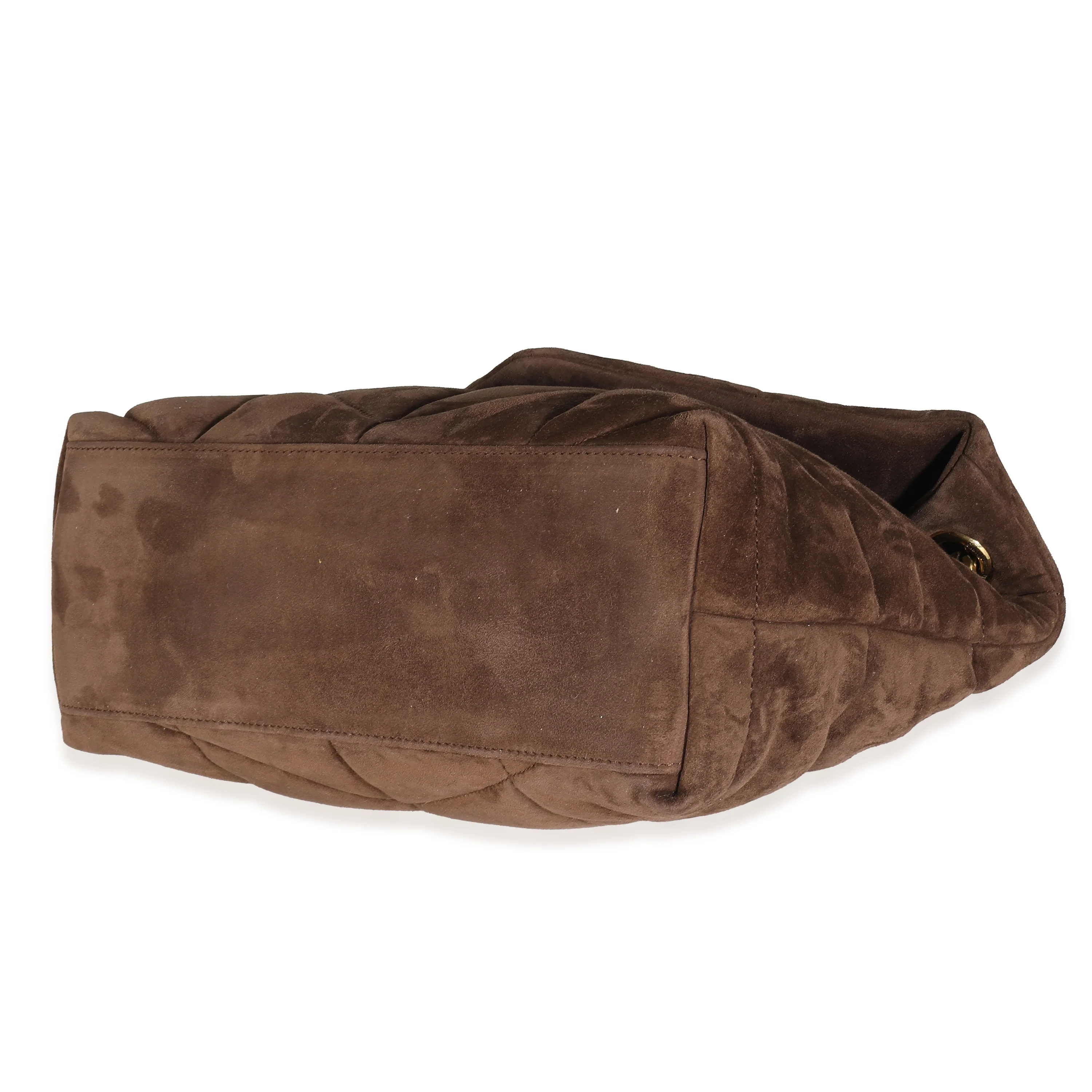 Brown Quilted Suede Small Puffer Bag - Image 6