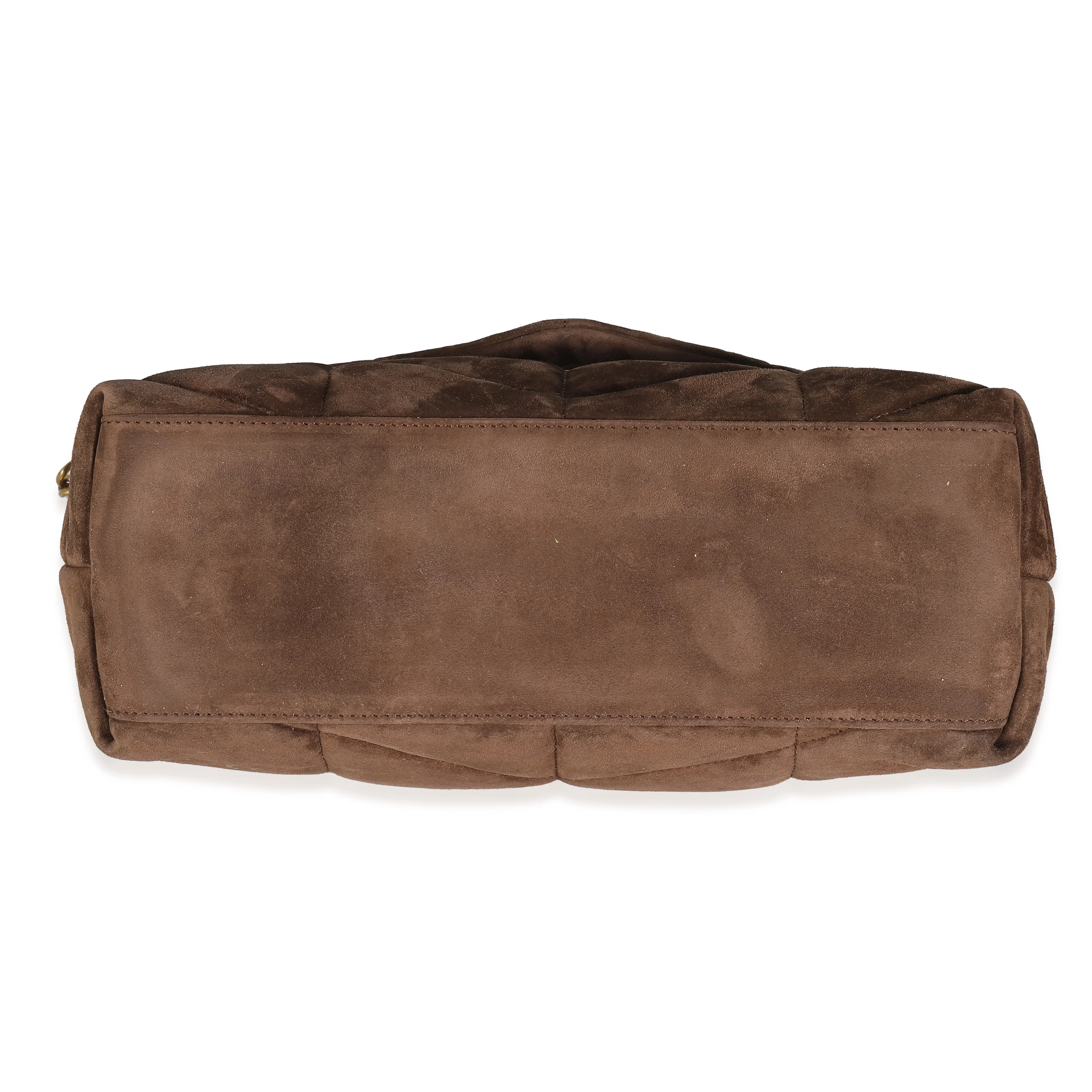 Brown Quilted Suede Small Puffer Bag - Image 5