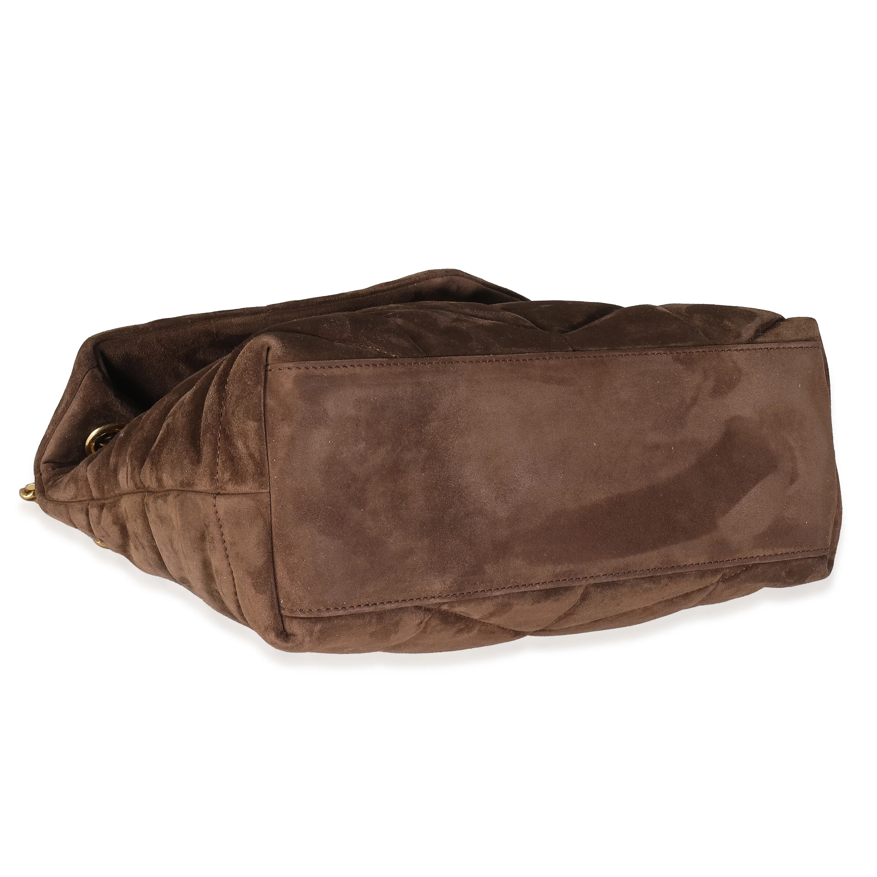 Brown Quilted Suede Small Puffer Bag - Image 6