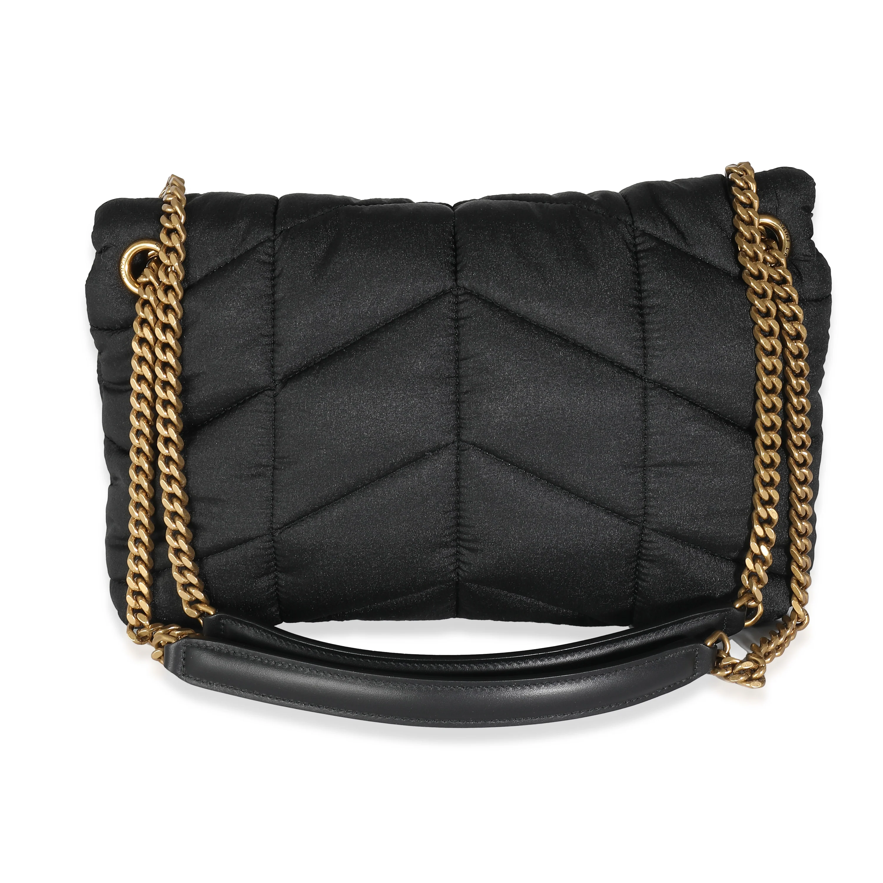 Black Quilted Nylon Small Lou Puffer Chain Bag - Image 4