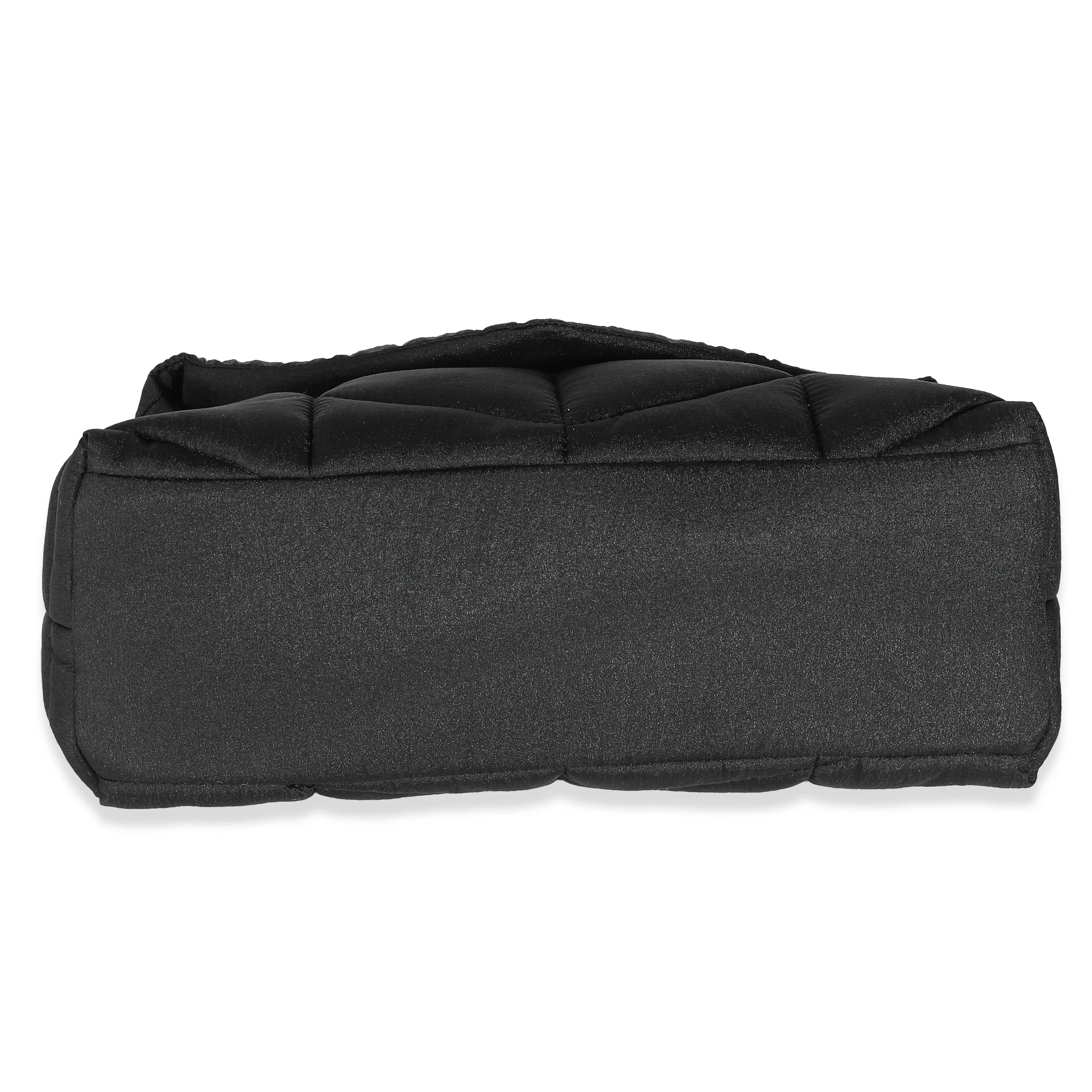 Black Quilted Nylon Small Lou Puffer Chain Bag - Image 5