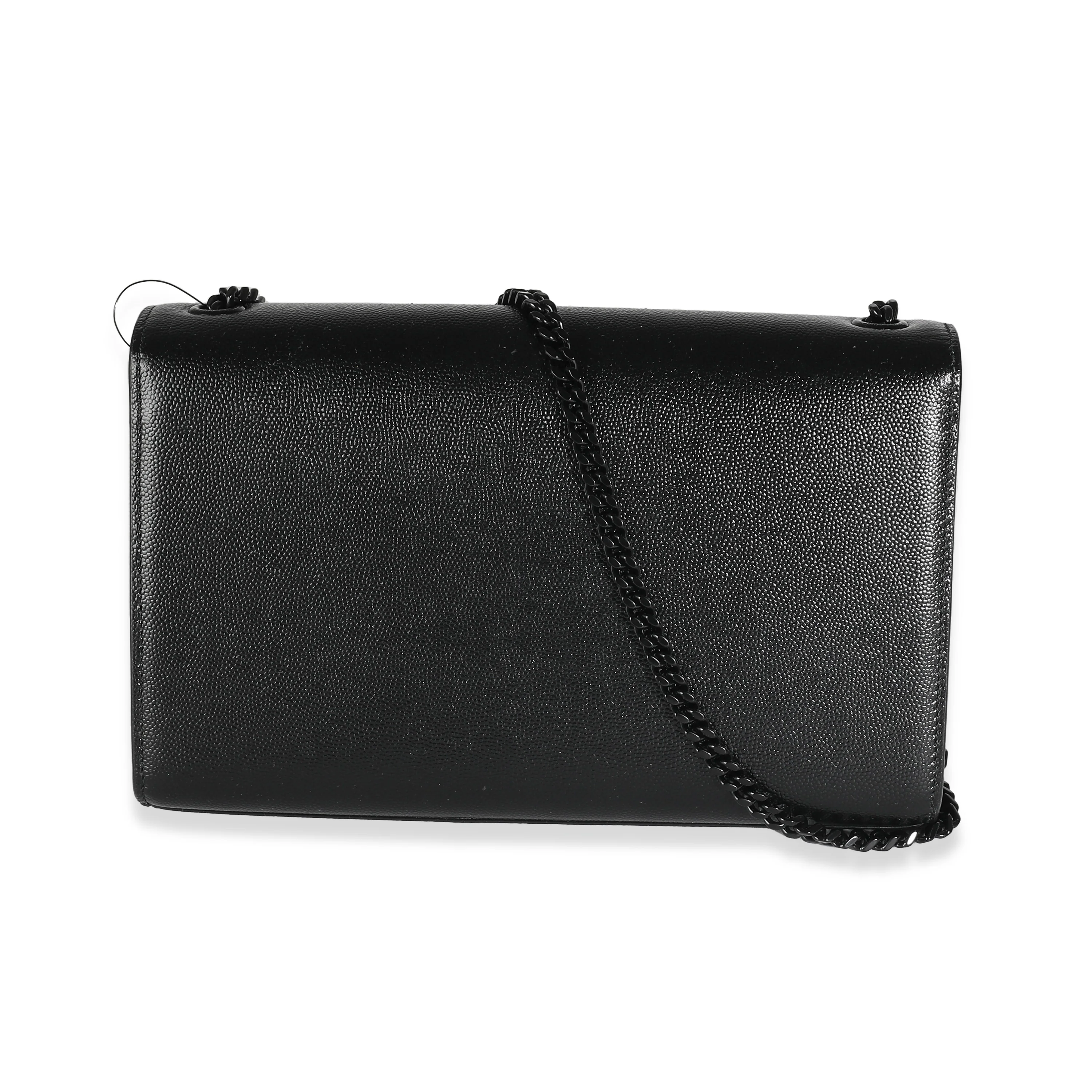 Black Grain De Poudre Monochrome Medium Kate Chain Bag - Image 5