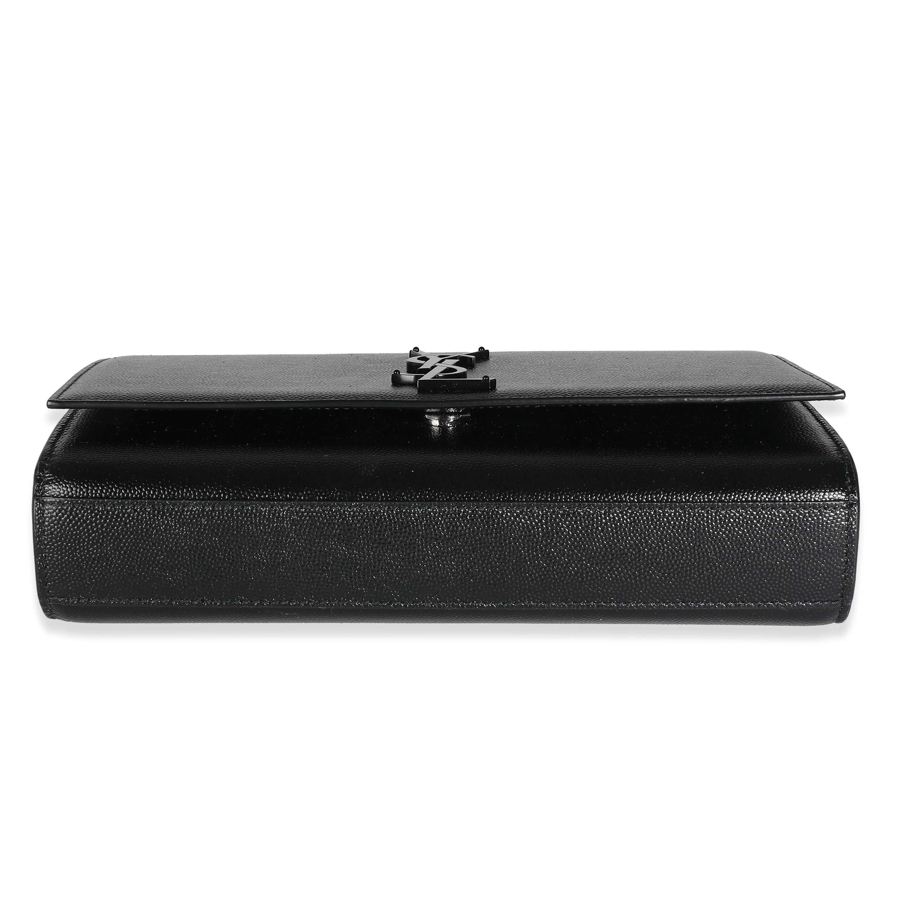 Black Grain De Poudre Monochrome Medium Kate Chain Bag - Image 7