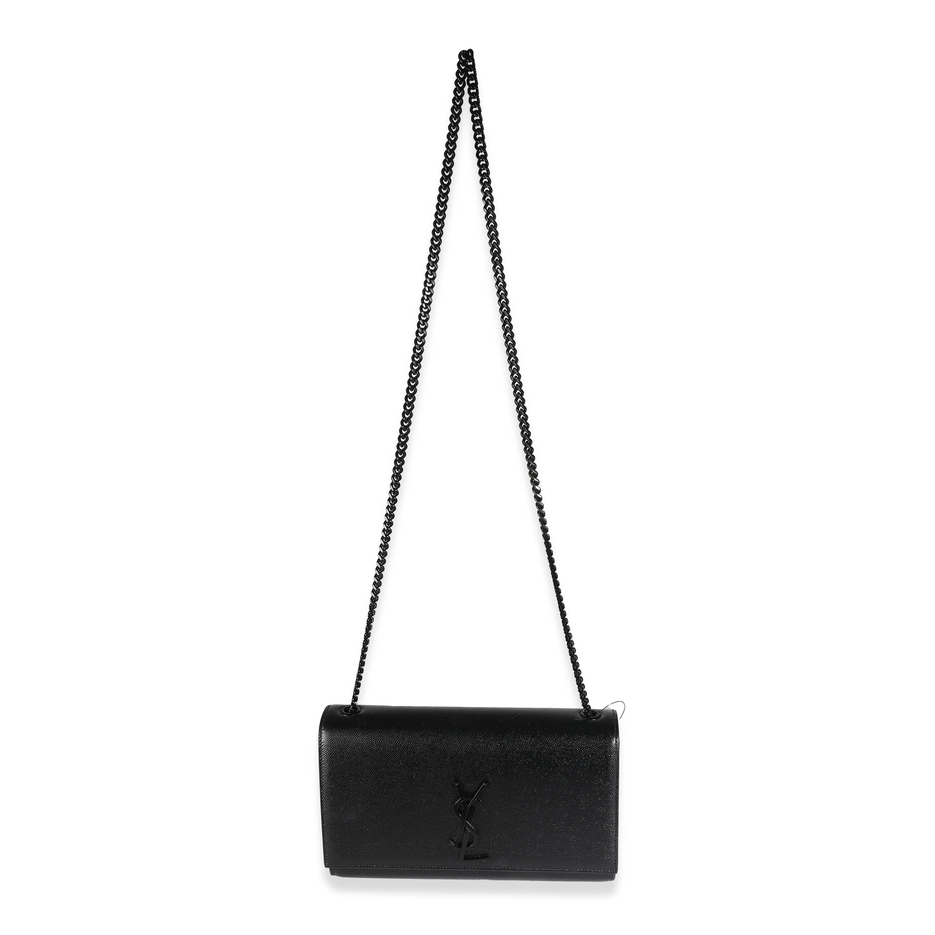 Black Grain De Poudre Monochrome Medium Kate Chain Bag - Image 8