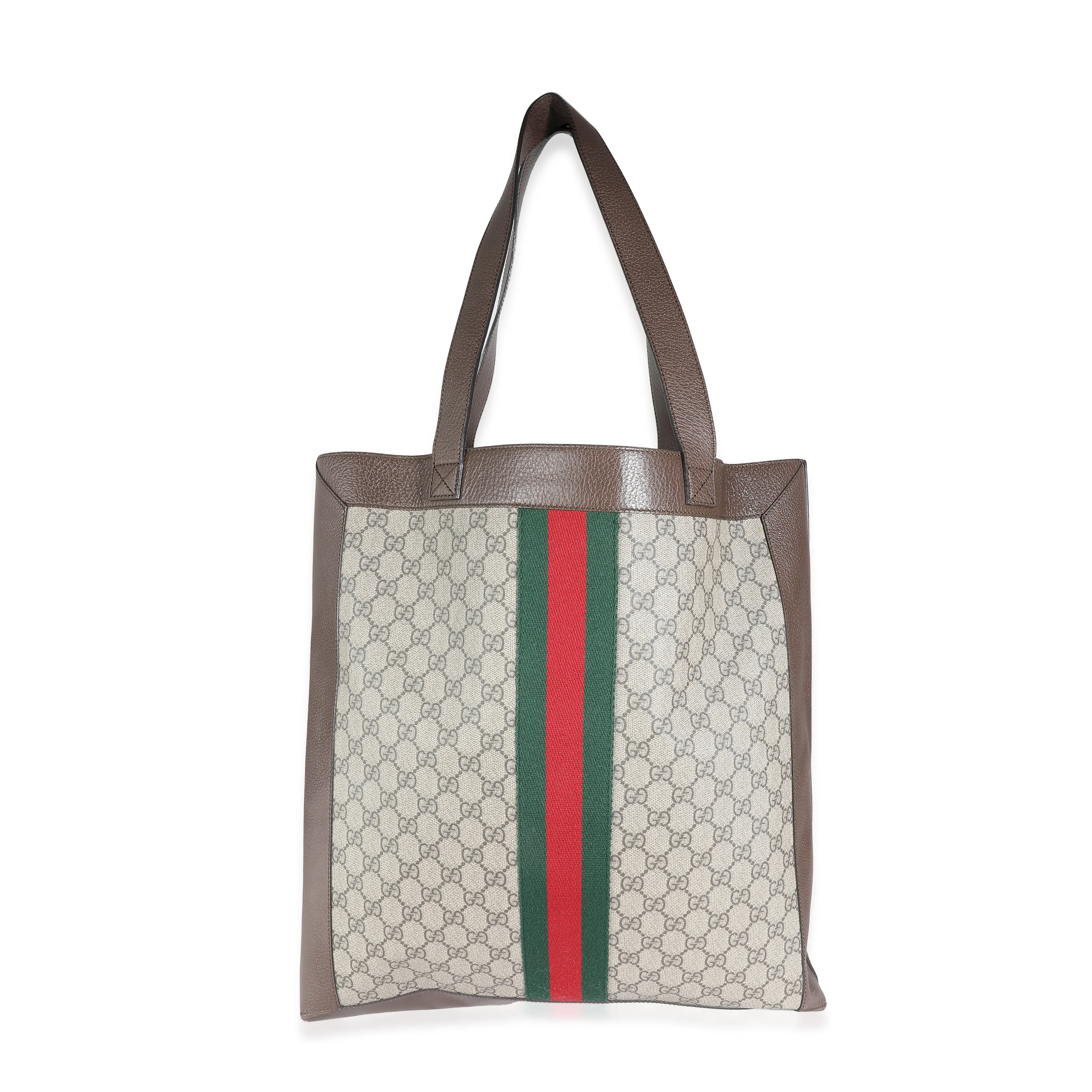 Brown GG Supreme Canvas Web Ophidia Vertical Shopping Tote - Image 3