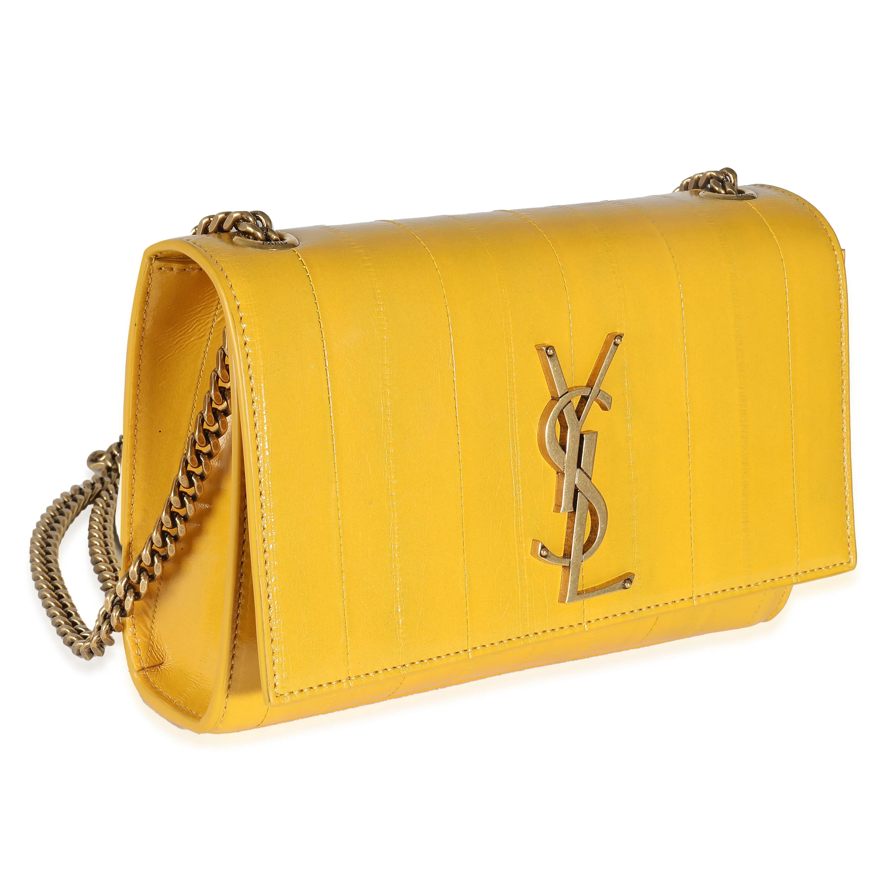 Mimosa Yellow Eel Skin Small Kate Chain Bag - Image 3