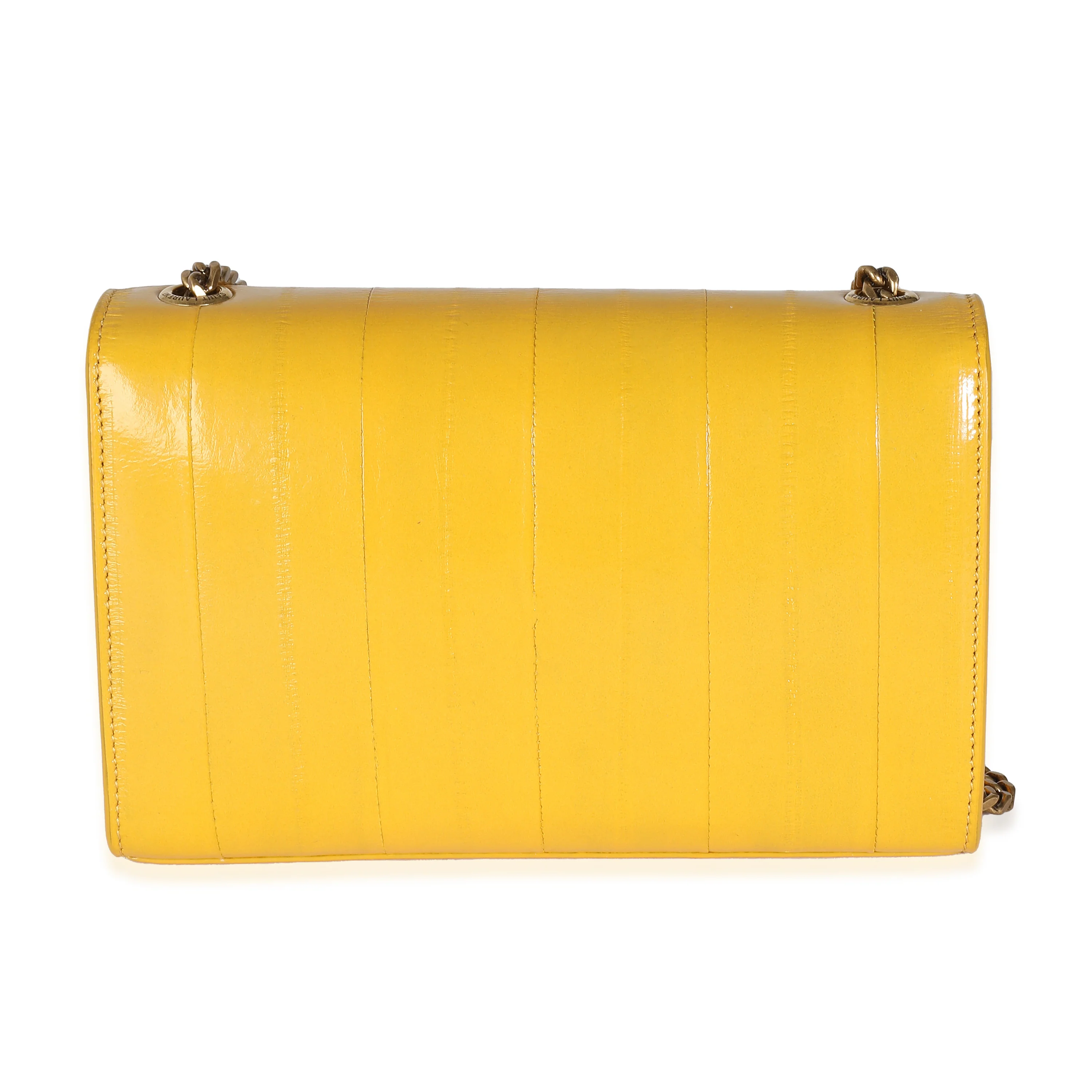 Mimosa Yellow Eel Skin Small Kate Chain Bag - Image 4