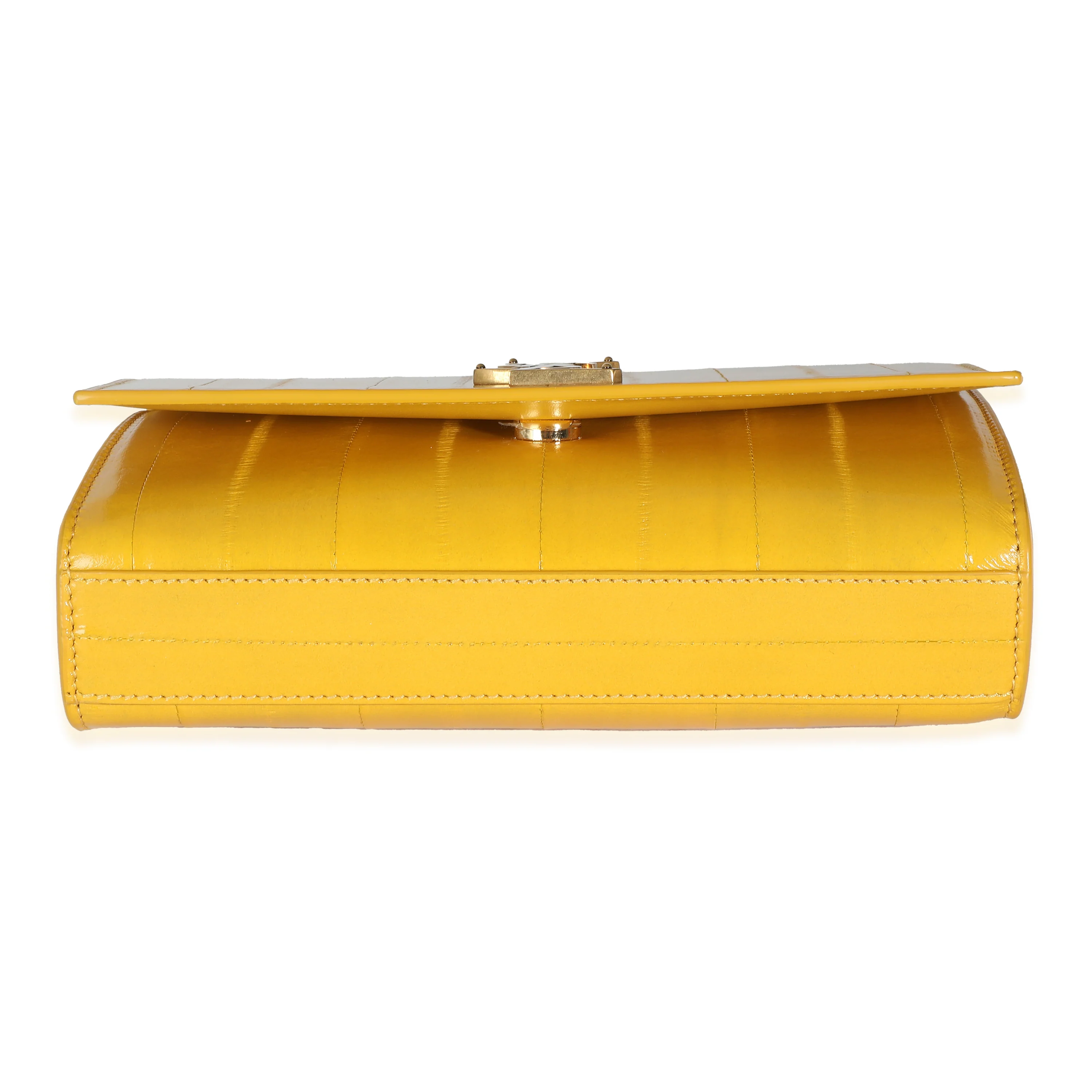 Mimosa Yellow Eel Skin Small Kate Chain Bag - Image 5