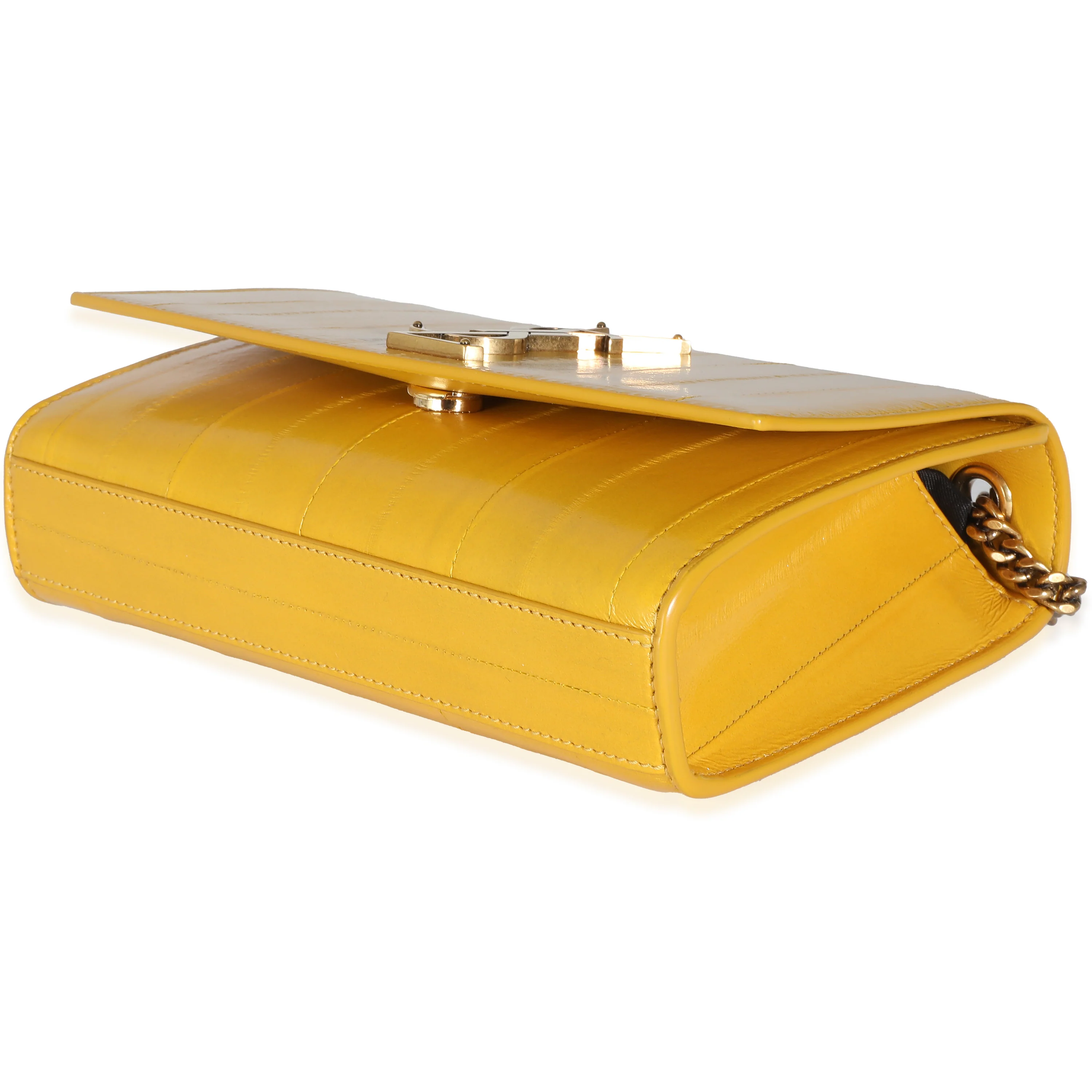 Mimosa Yellow Eel Skin Small Kate Chain Bag - Image 7