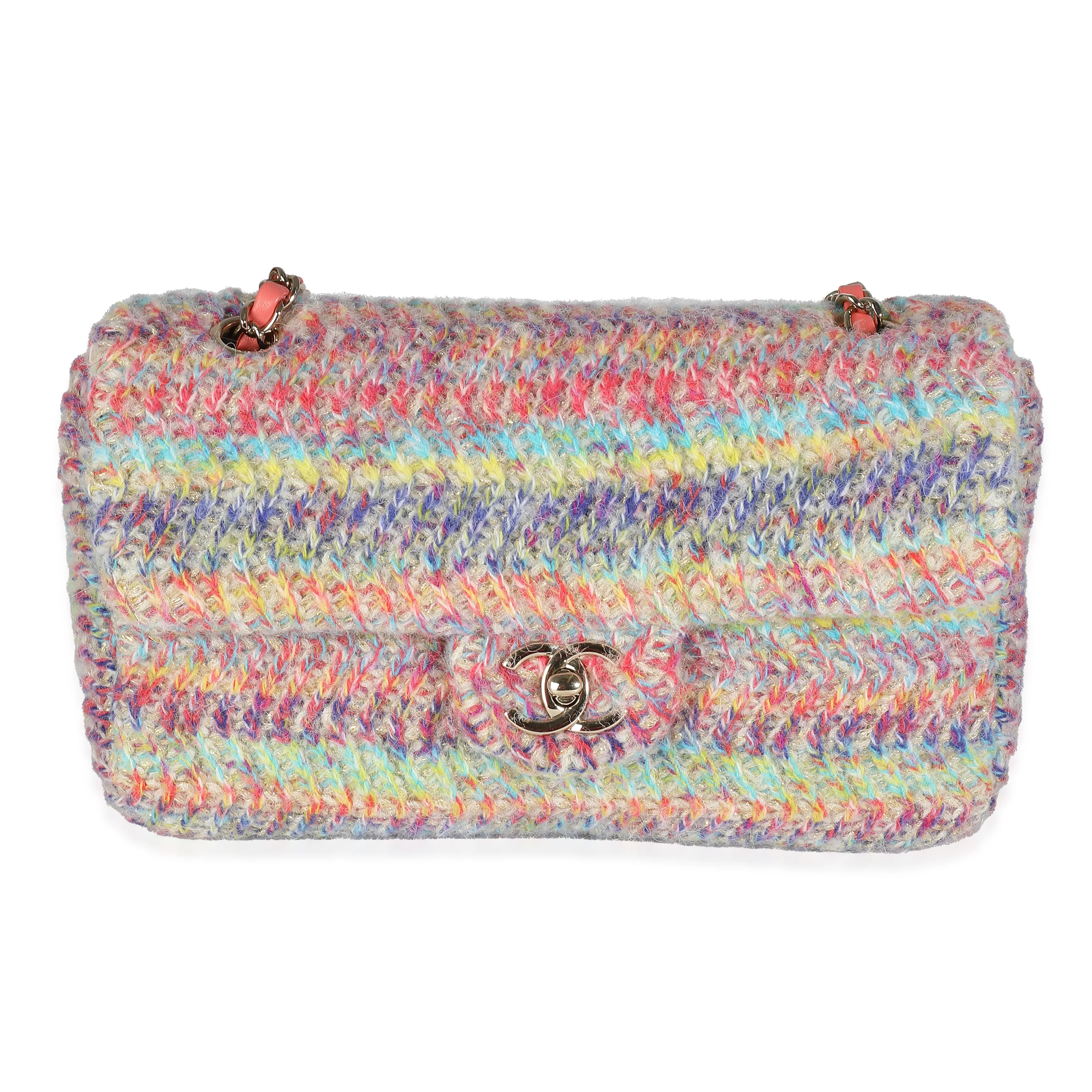 Chanel Multicolor Knit CC Chain Flap Bag