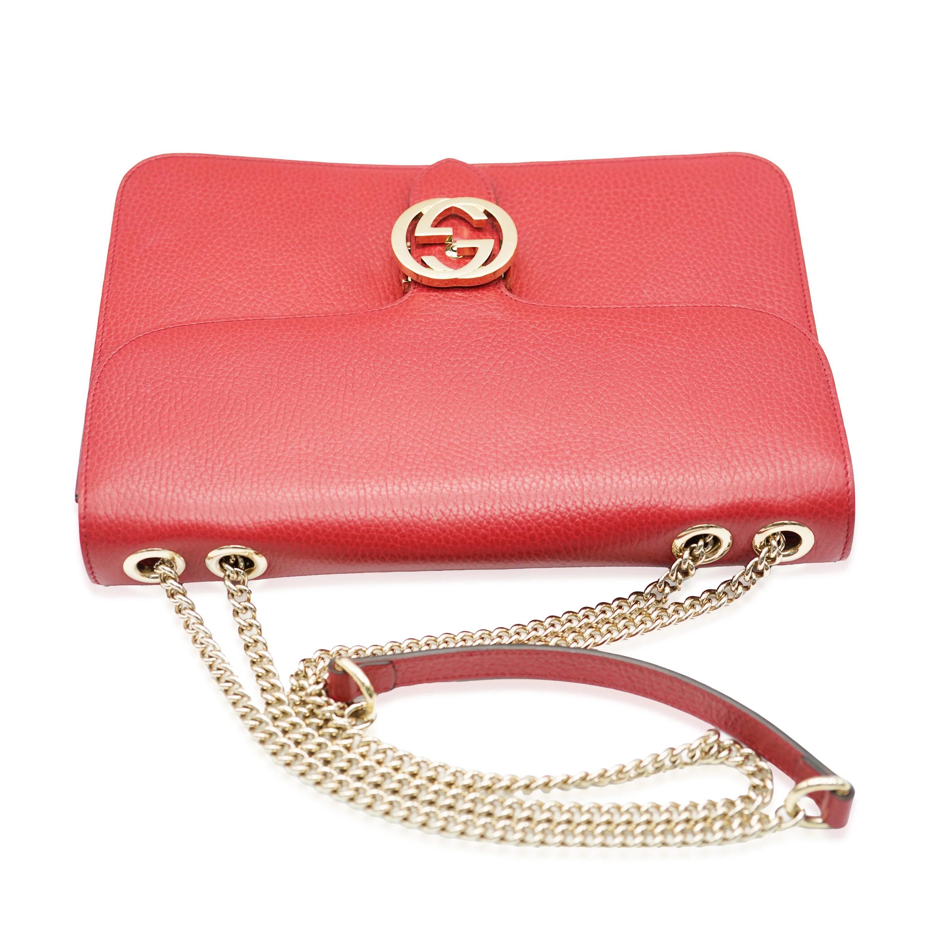 Red Dollar Calfskin Medium Interlocking G Chain Bag - Image 3