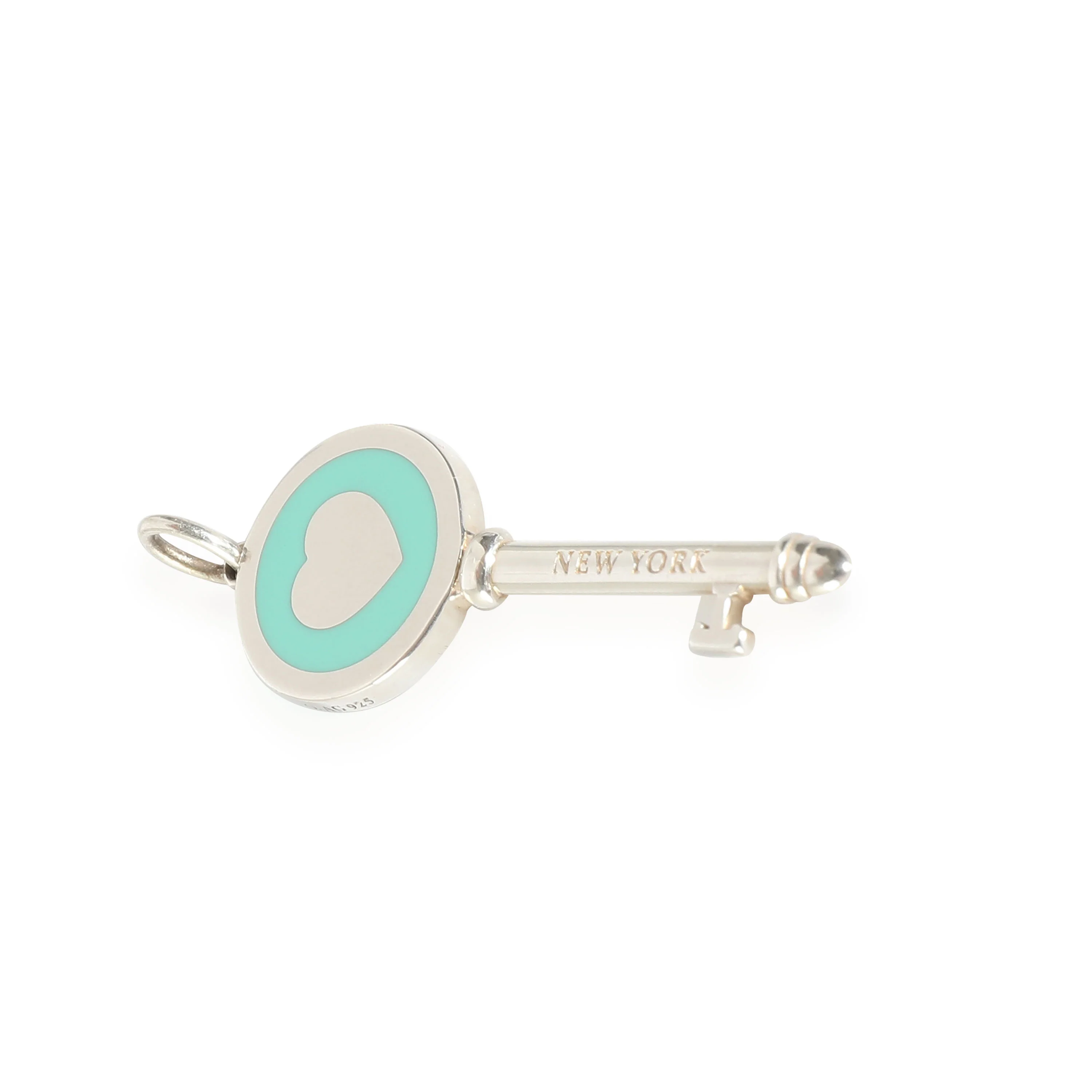 Enamel Heart Key Pendant in  Sterling Silver
