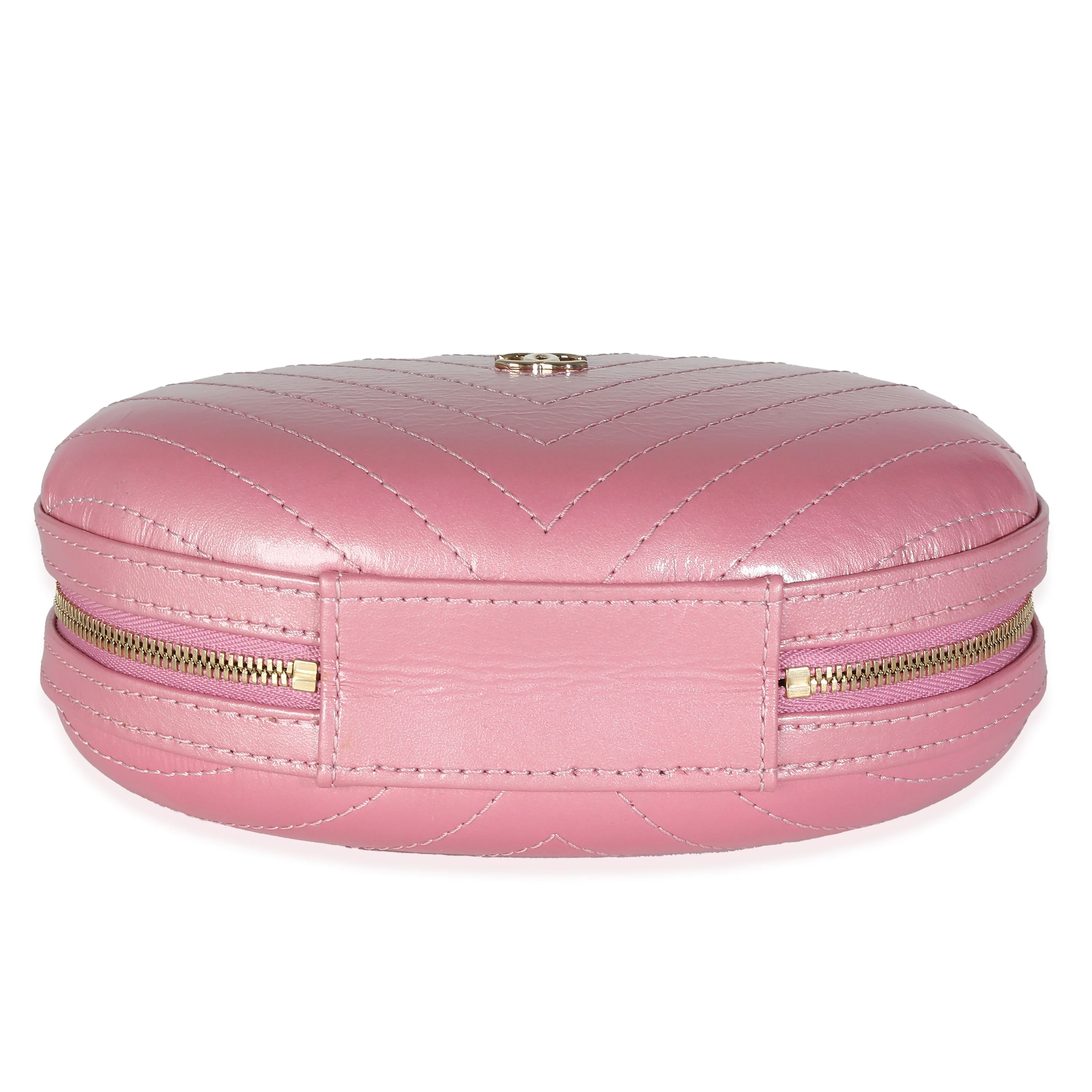 Pink Chevron Calfskin Evening Clutch With Chain - Image 6