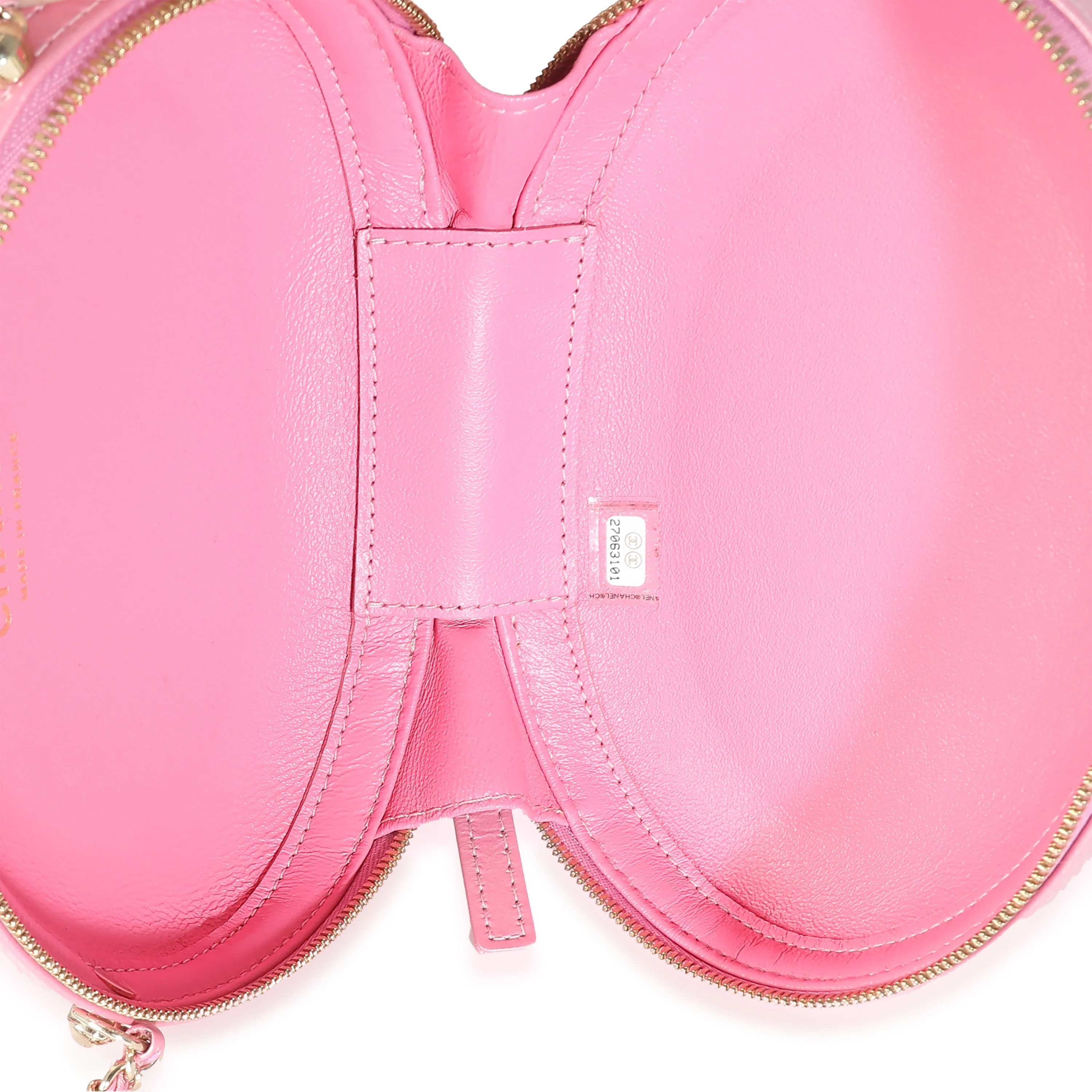 Pink Chevron Calfskin Evening Clutch With Chain - Image 9