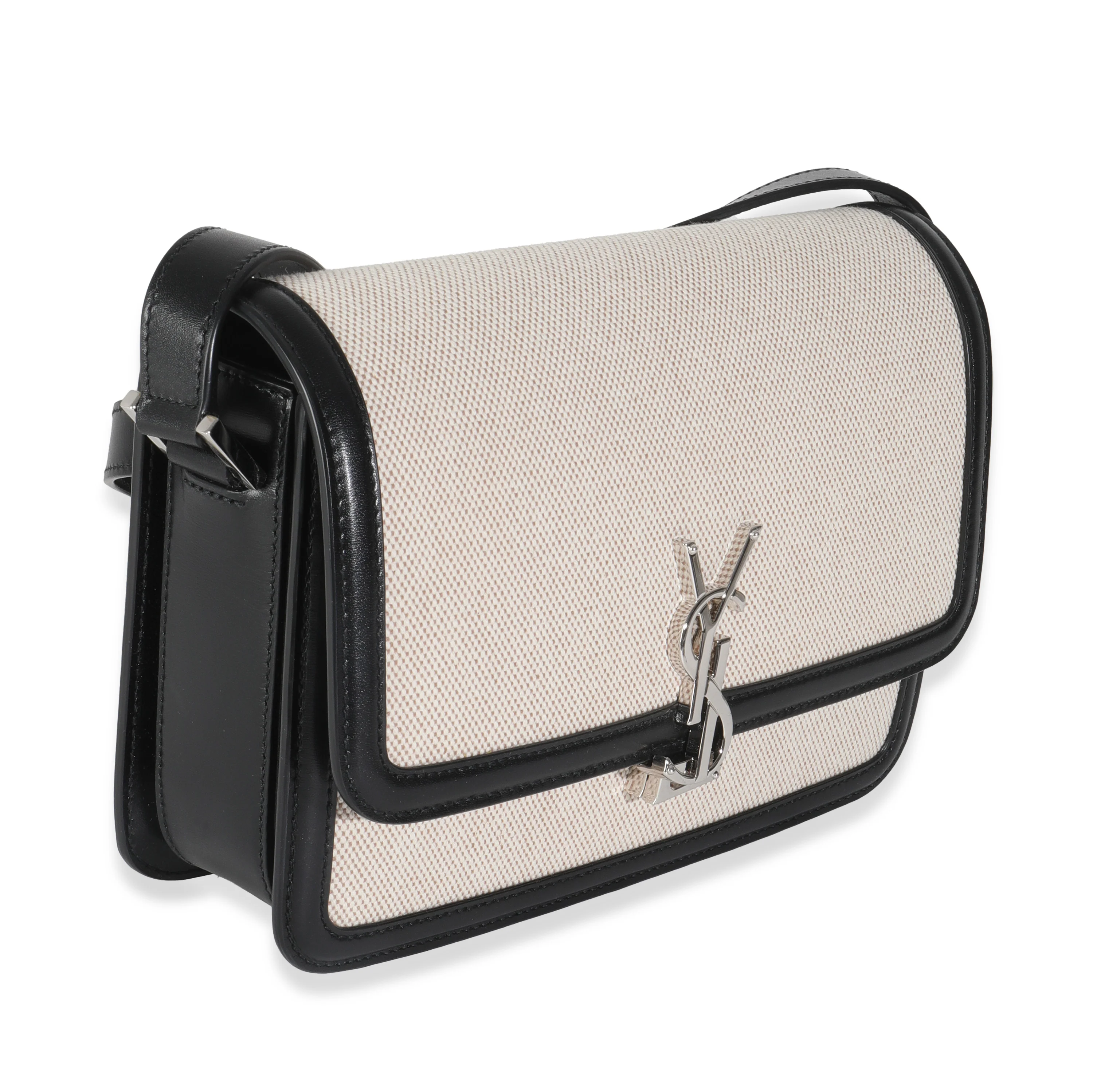 Black Leather Beige Canvas Medium Solferino - Image 2