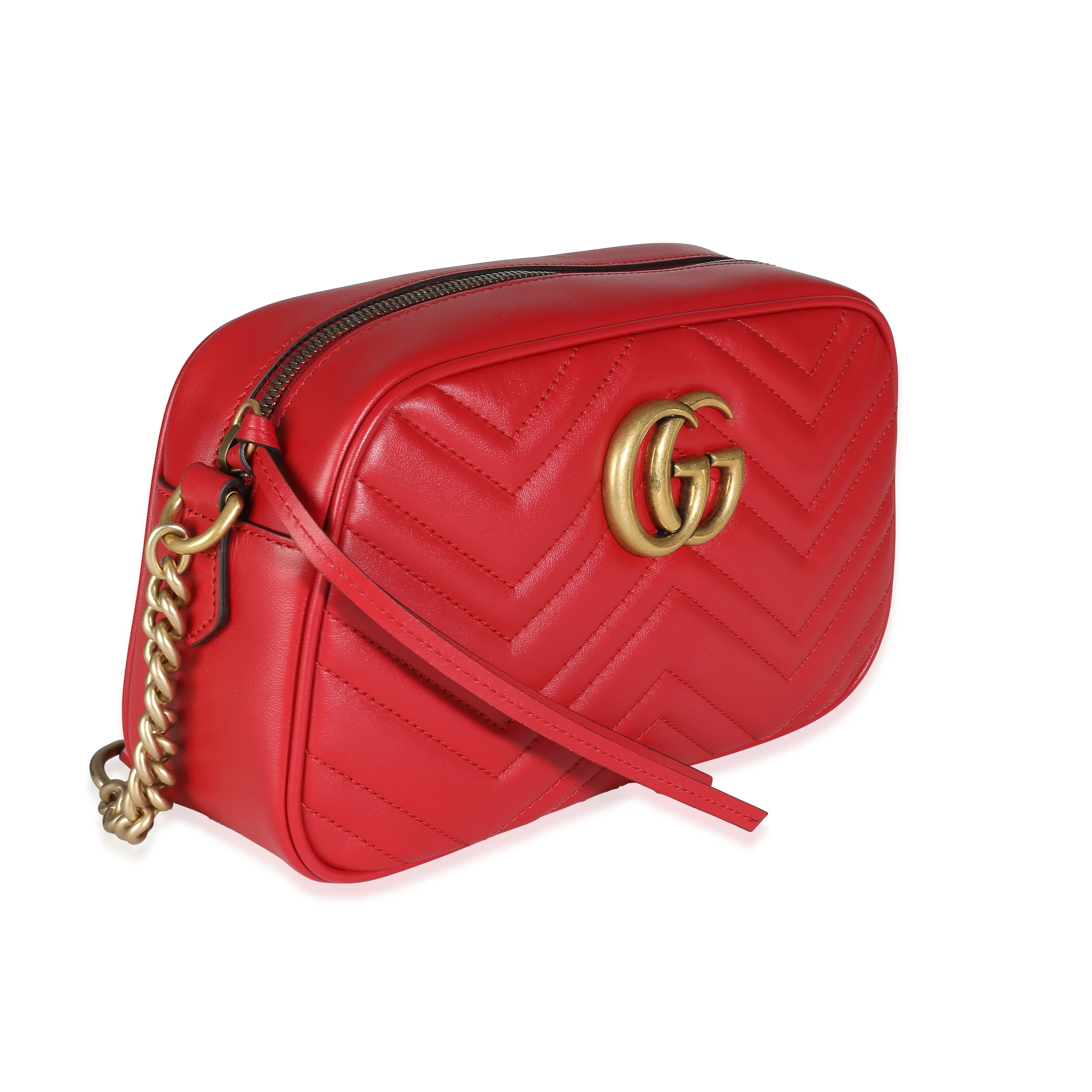 Gucci Hibiscus Red Calfskin Small Marmont Bag - Image 3