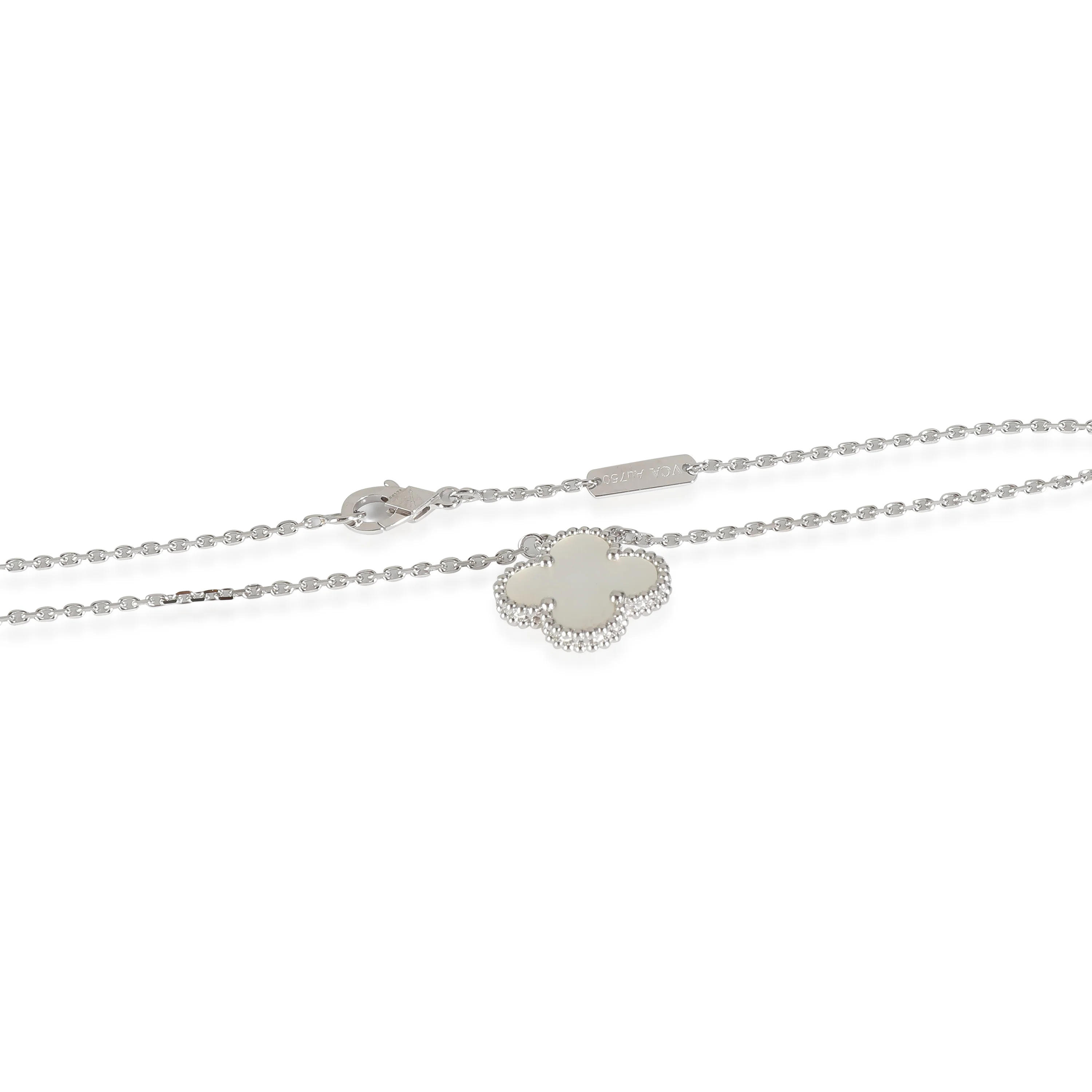 Vintage Alhambra Mother Of Pearl Pendant in 18k White Gold - Image 2