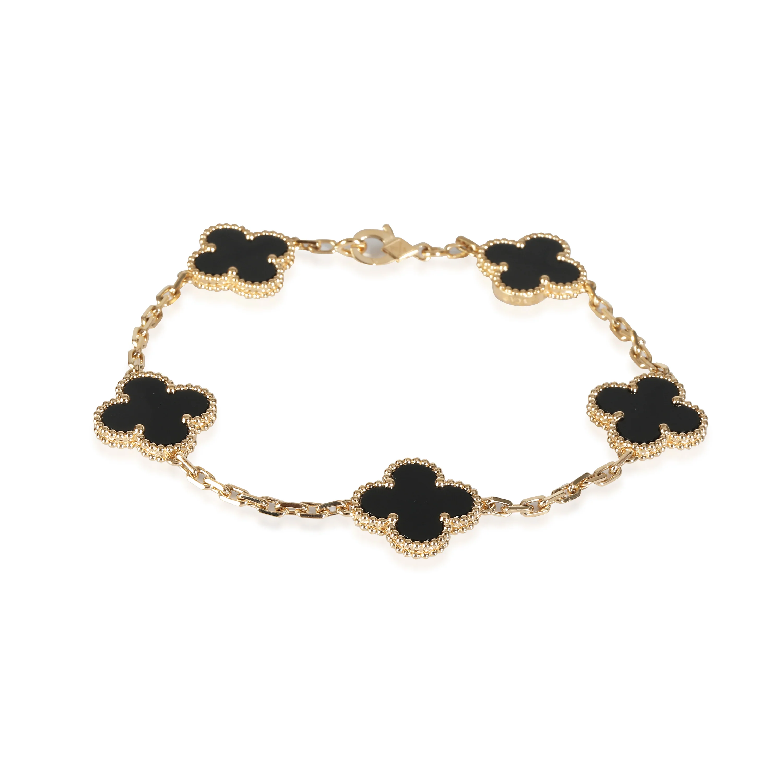 Vintage Alhambra Onyx  Bracelet in 18k Yellow Gold