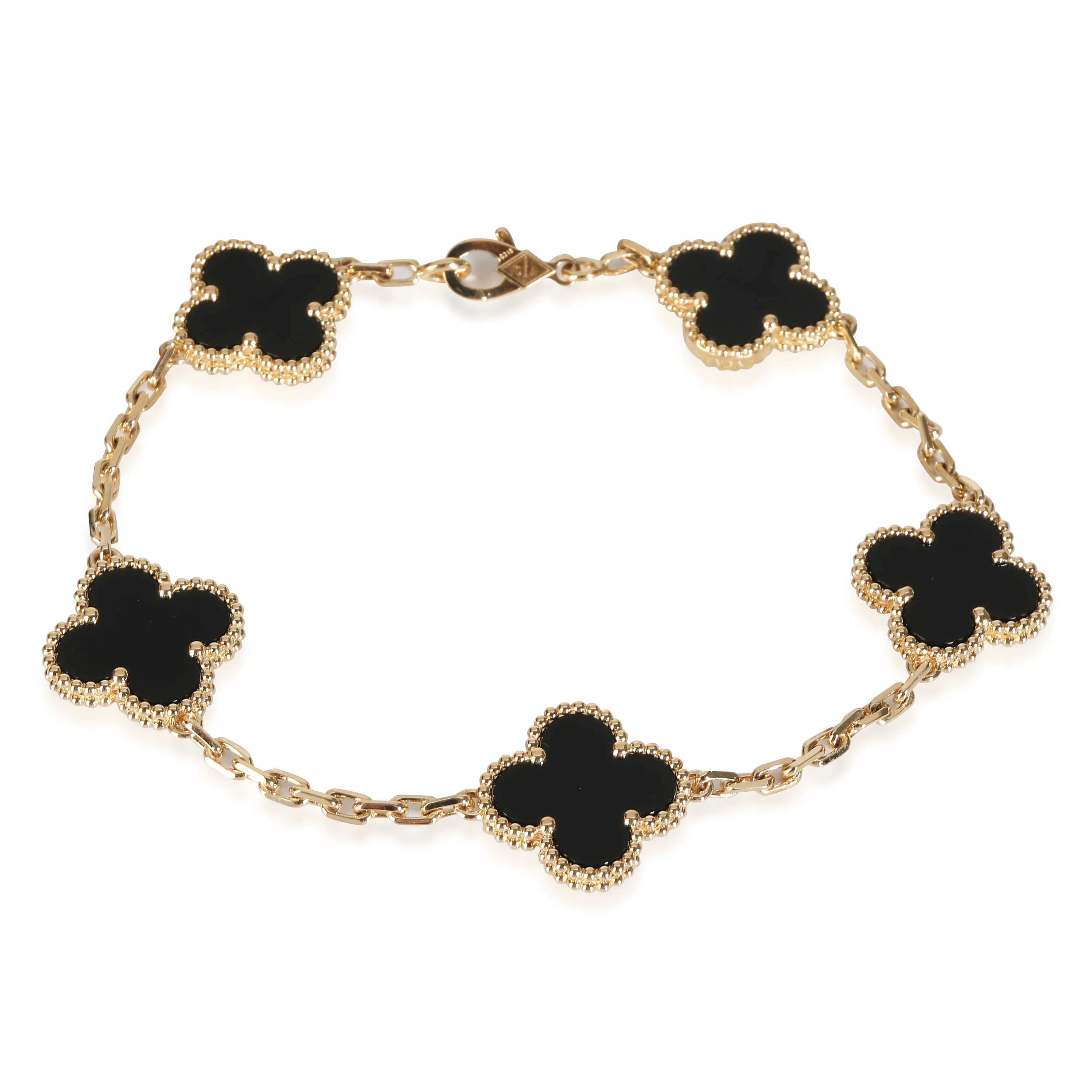 Vintage Alhambra Onyx  Bracelet in 18k Yellow Gold - Image 2