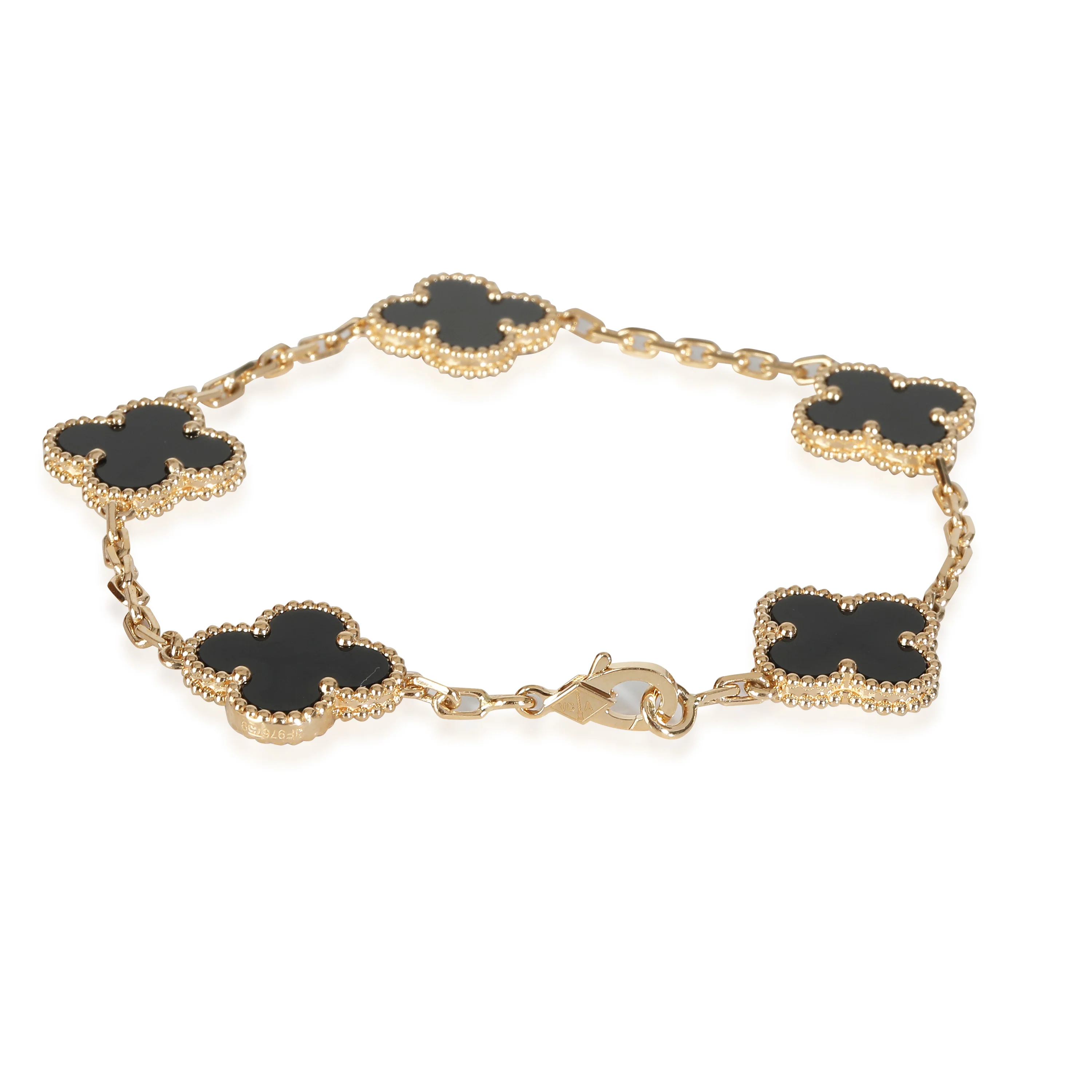 Vintage Alhambra Onyx  Bracelet in 18k Yellow Gold - Image 4