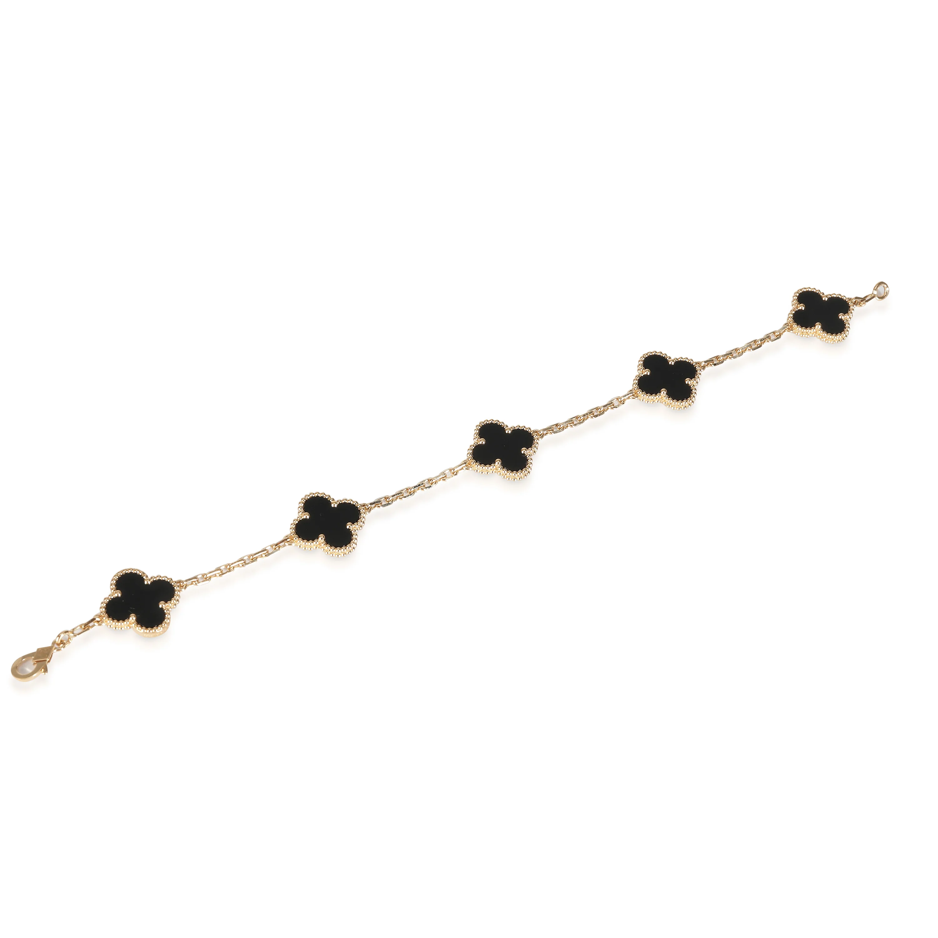 Vintage Alhambra Onyx  Bracelet in 18k Yellow Gold - Image 6