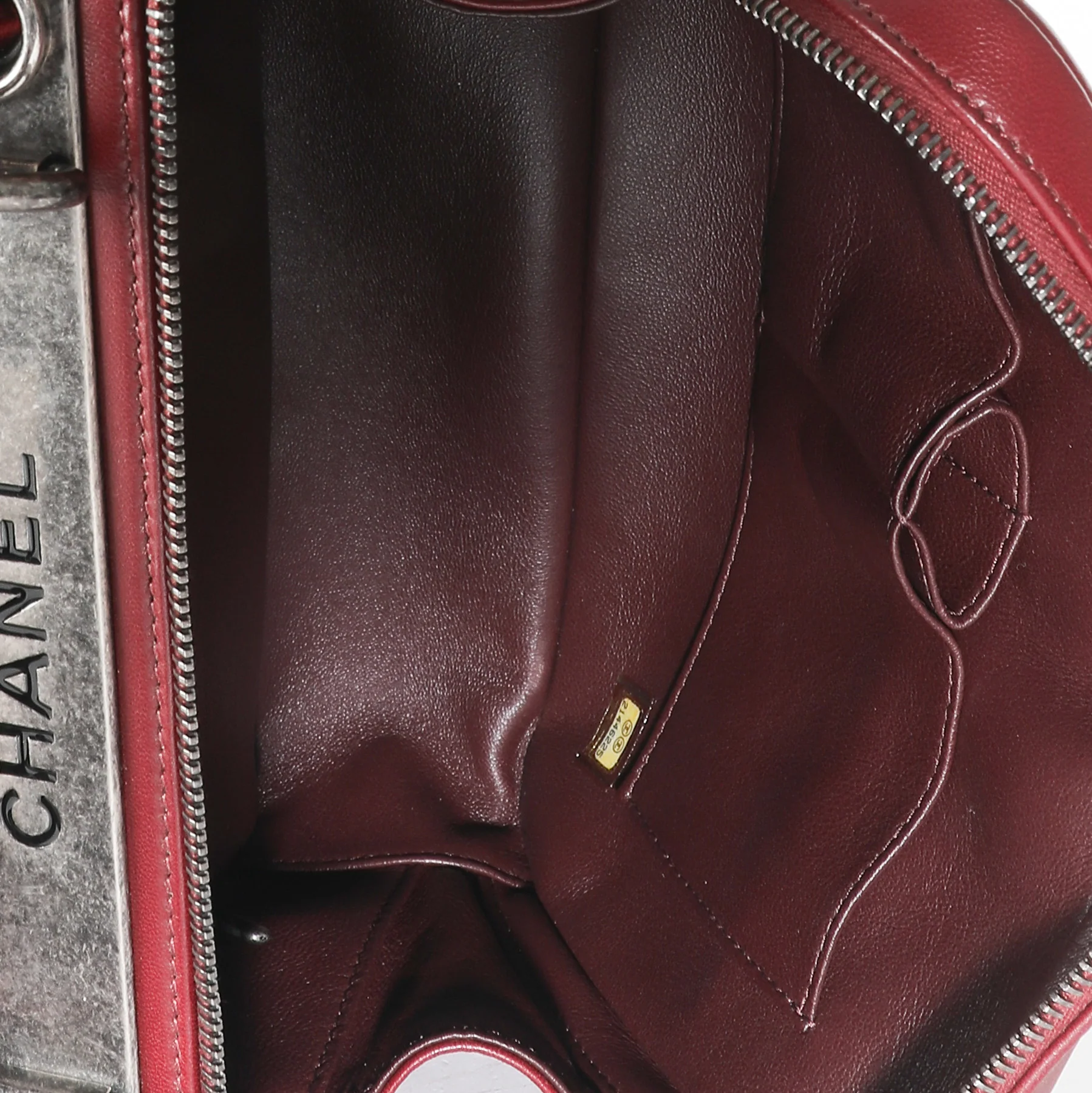 Burgundy Quilted Lambskin Medium Trendy CC Bowling Bag - Image 9