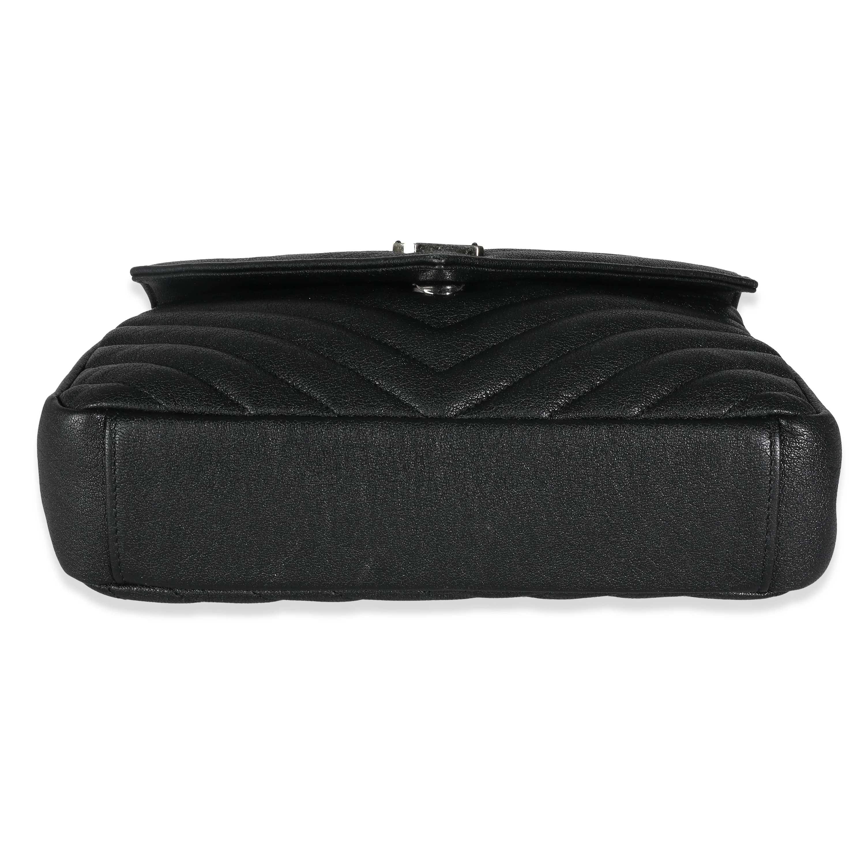 Black Matelasse Chevron Lambskin Medium College Bag - Image 5
