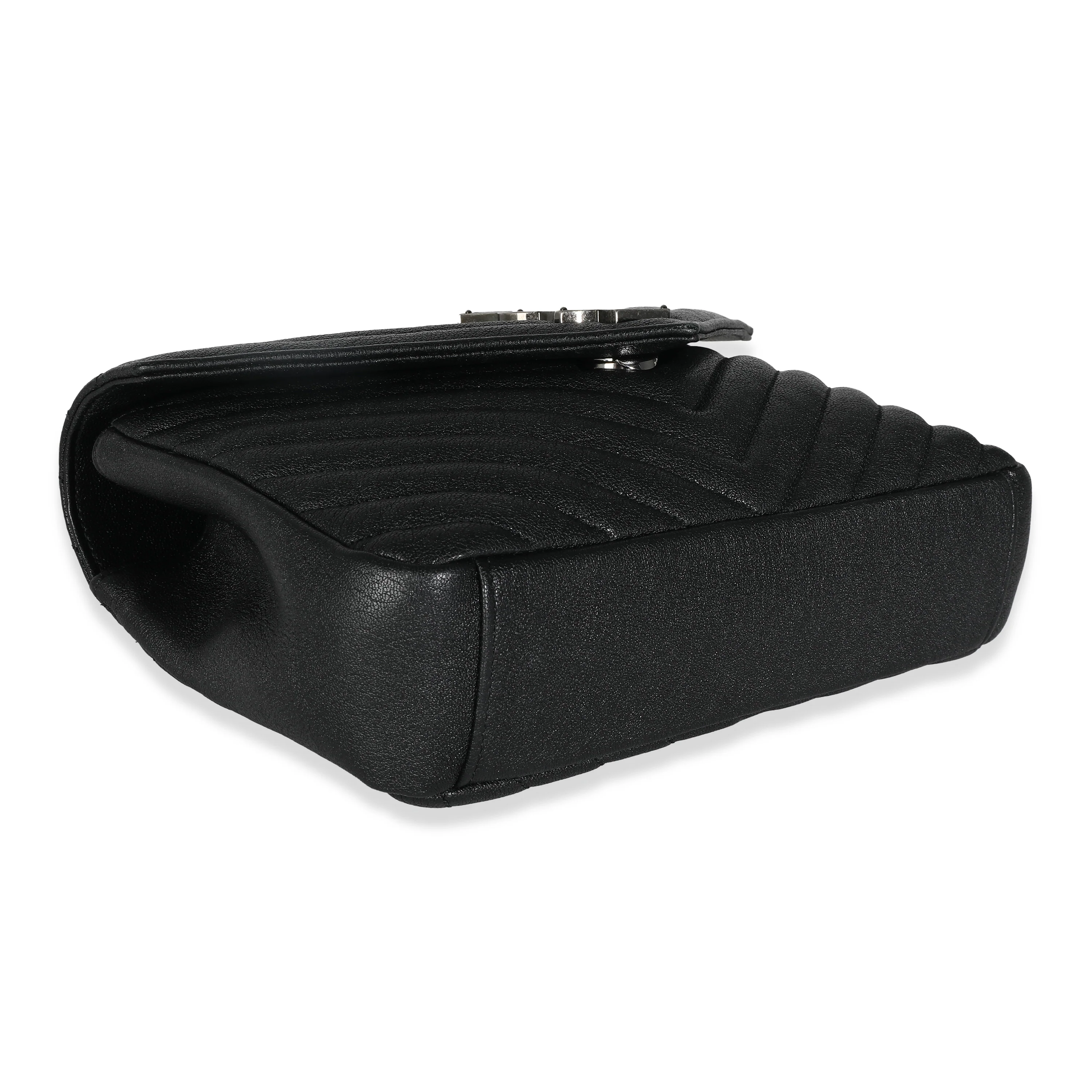 Black Matelasse Chevron Lambskin Medium College Bag - Image 6