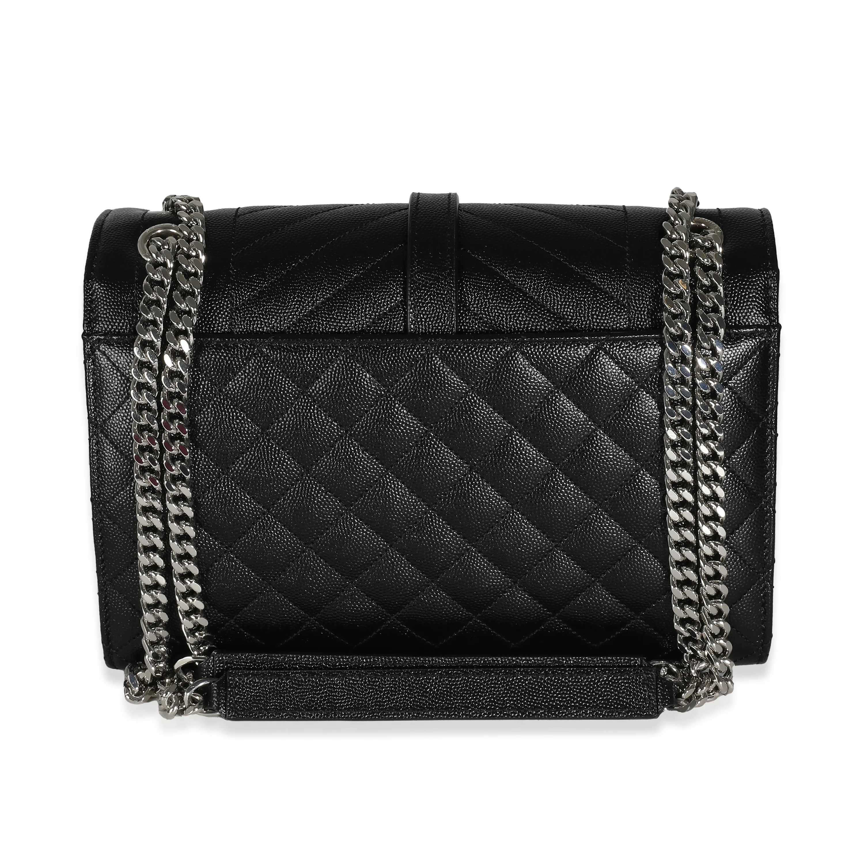 Black Grain De Poudre Triquilt Medium Envelope Shoulder Bag - Image 5