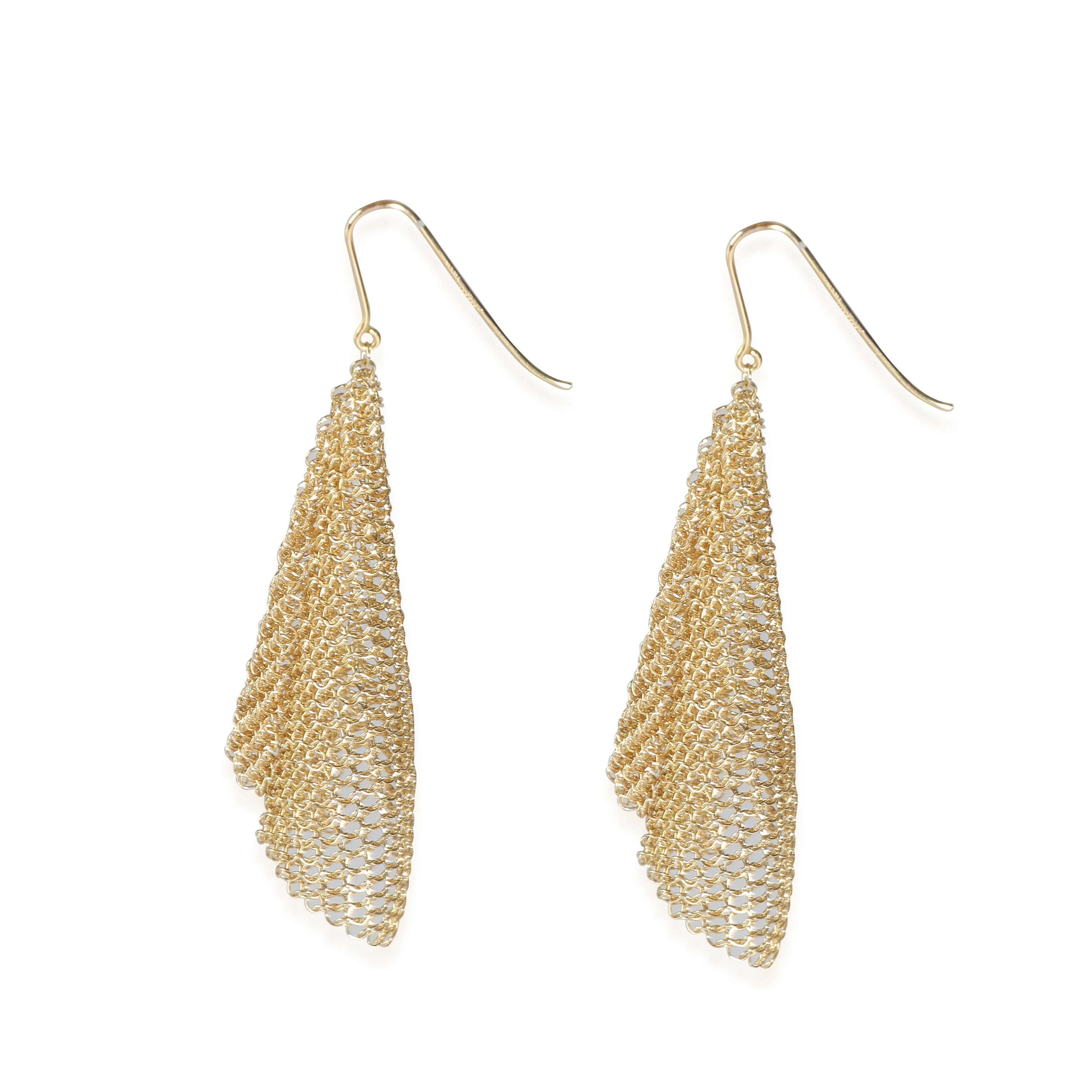 Elsa Peretti Mesh Scarf Earrings Small Model  (Yellow Gold) - Image 2
