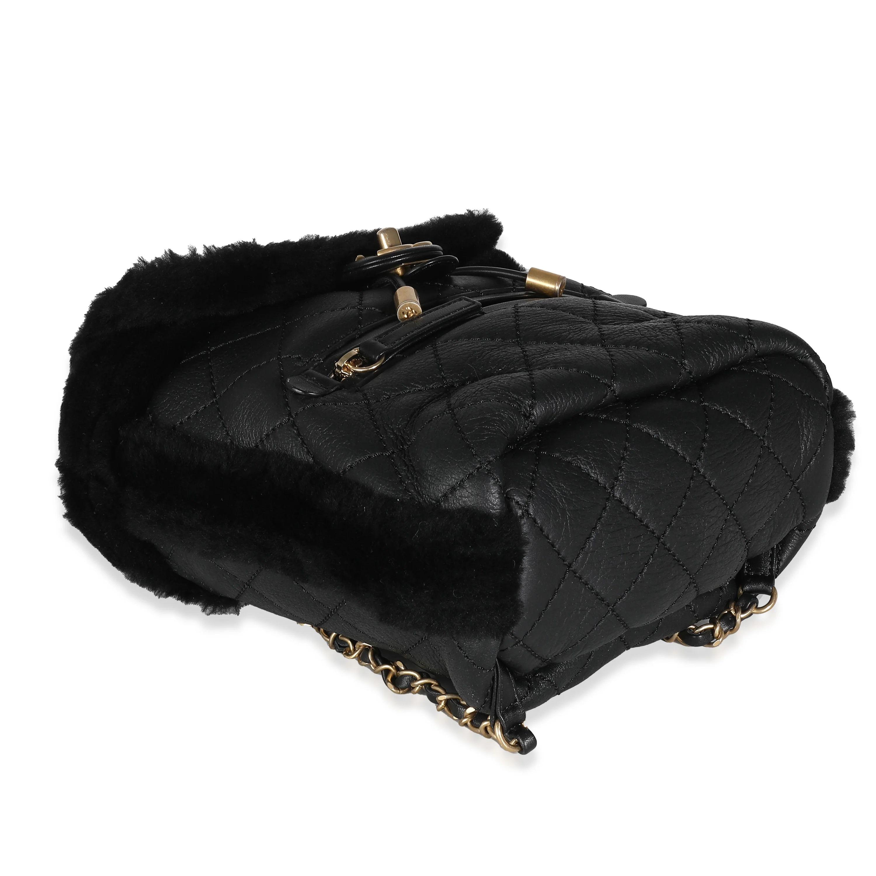 Black Quilted Shearling Paris Hamburg Small Backpack - Image 4