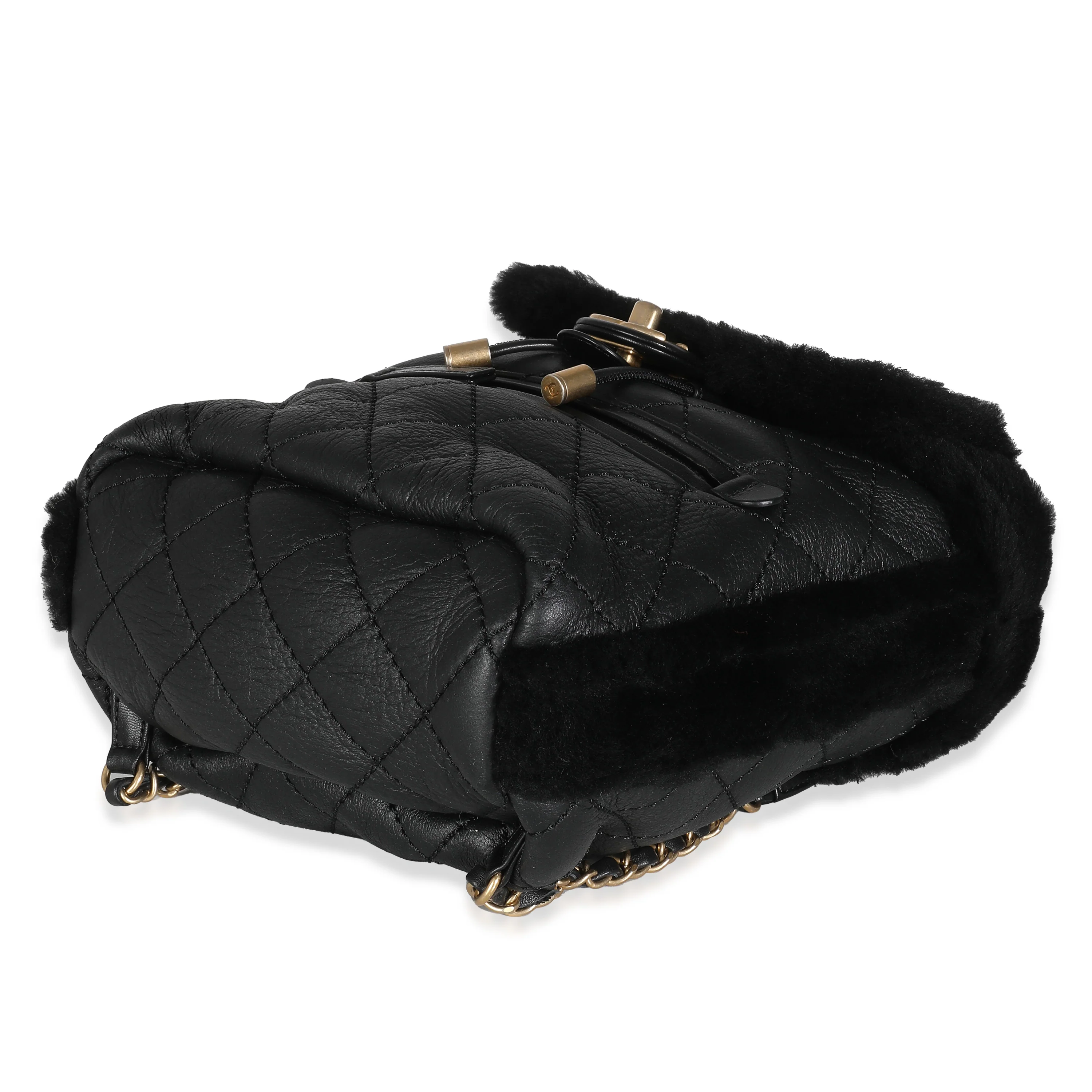 Black Quilted Shearling Paris Hamburg Small Backpack - Image 6