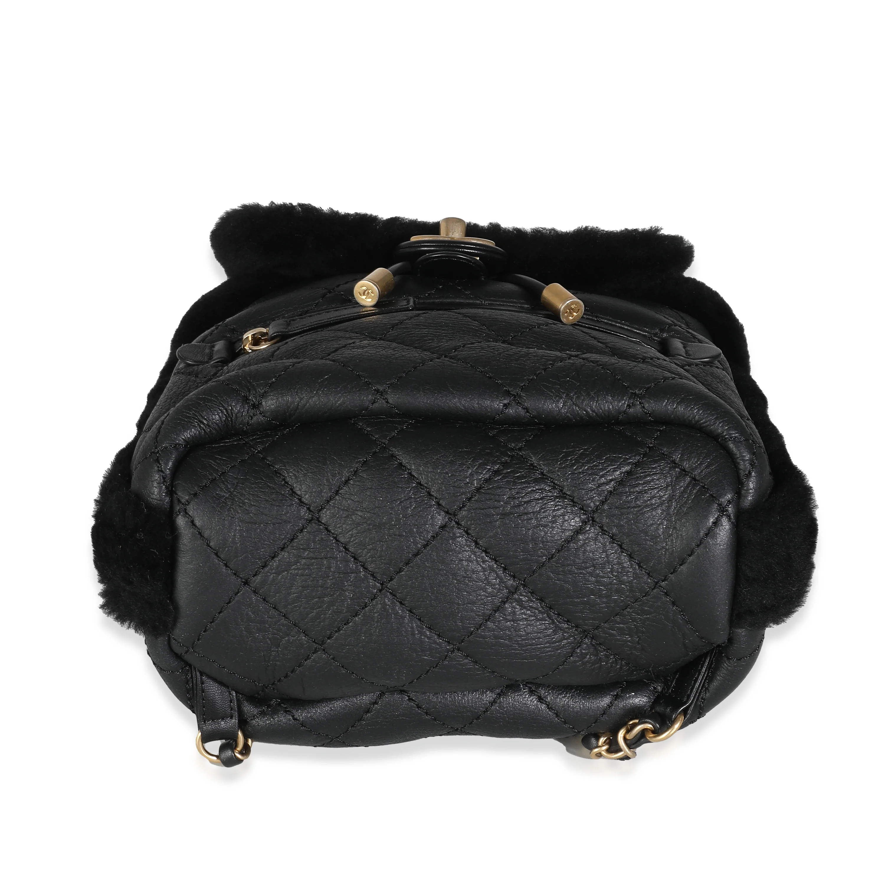 Black Quilted Shearling Paris Hamburg Small Backpack - Image 7