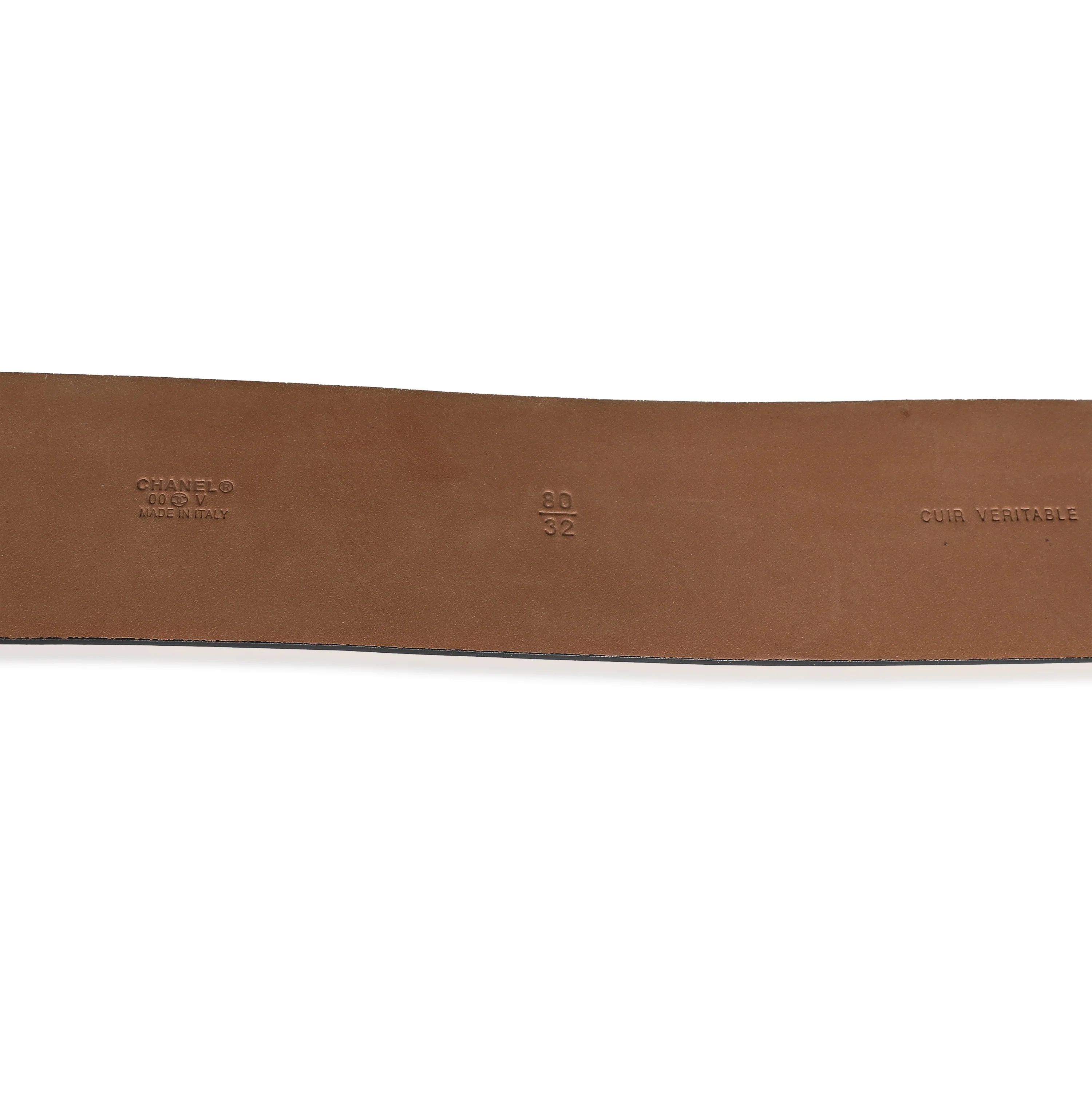 00V Black Smooth Leather Oval CC Buckle Belt 80/32 - Image 5