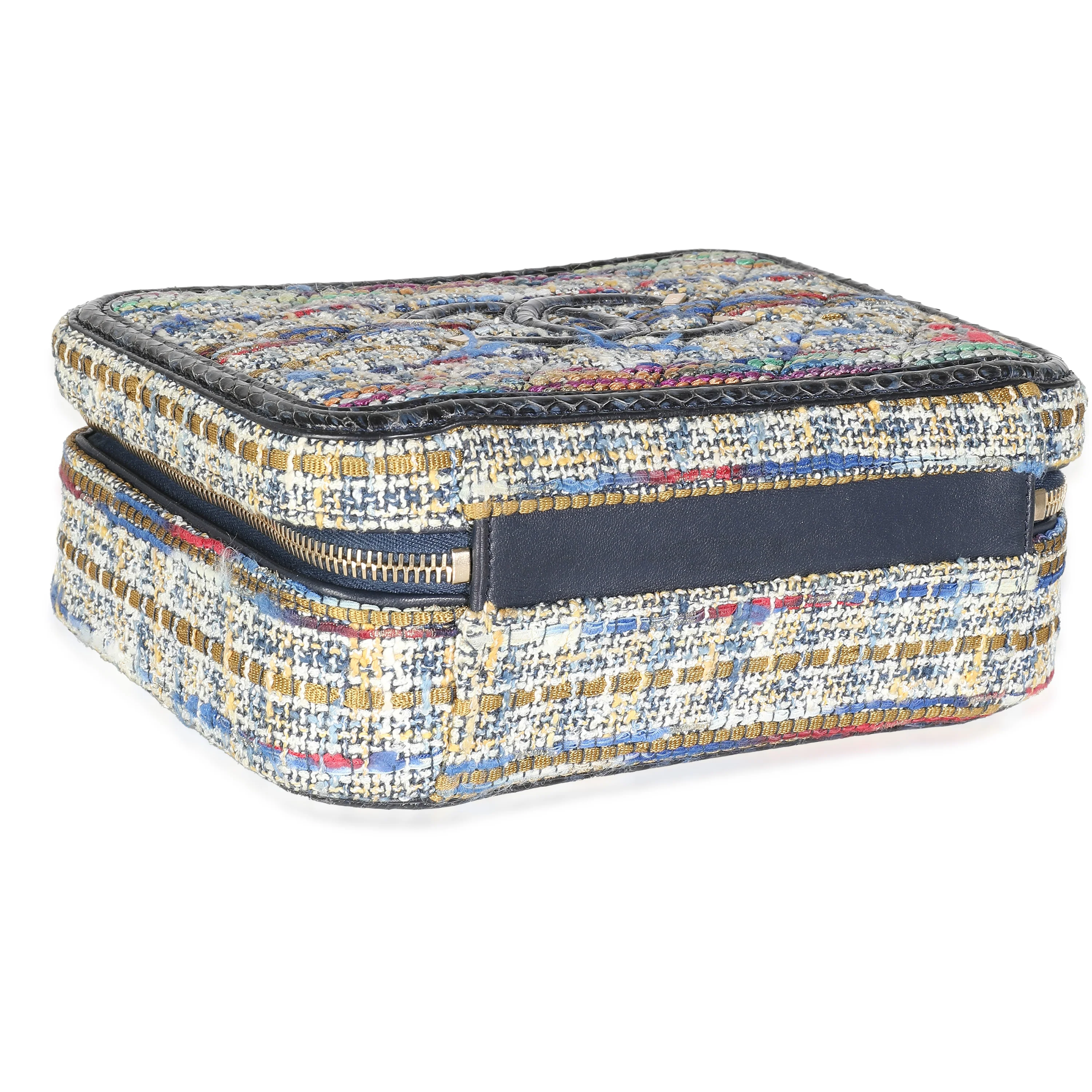 Multicolour Tweed Snakeskin Medium Filigree Vanity Case - Image 4