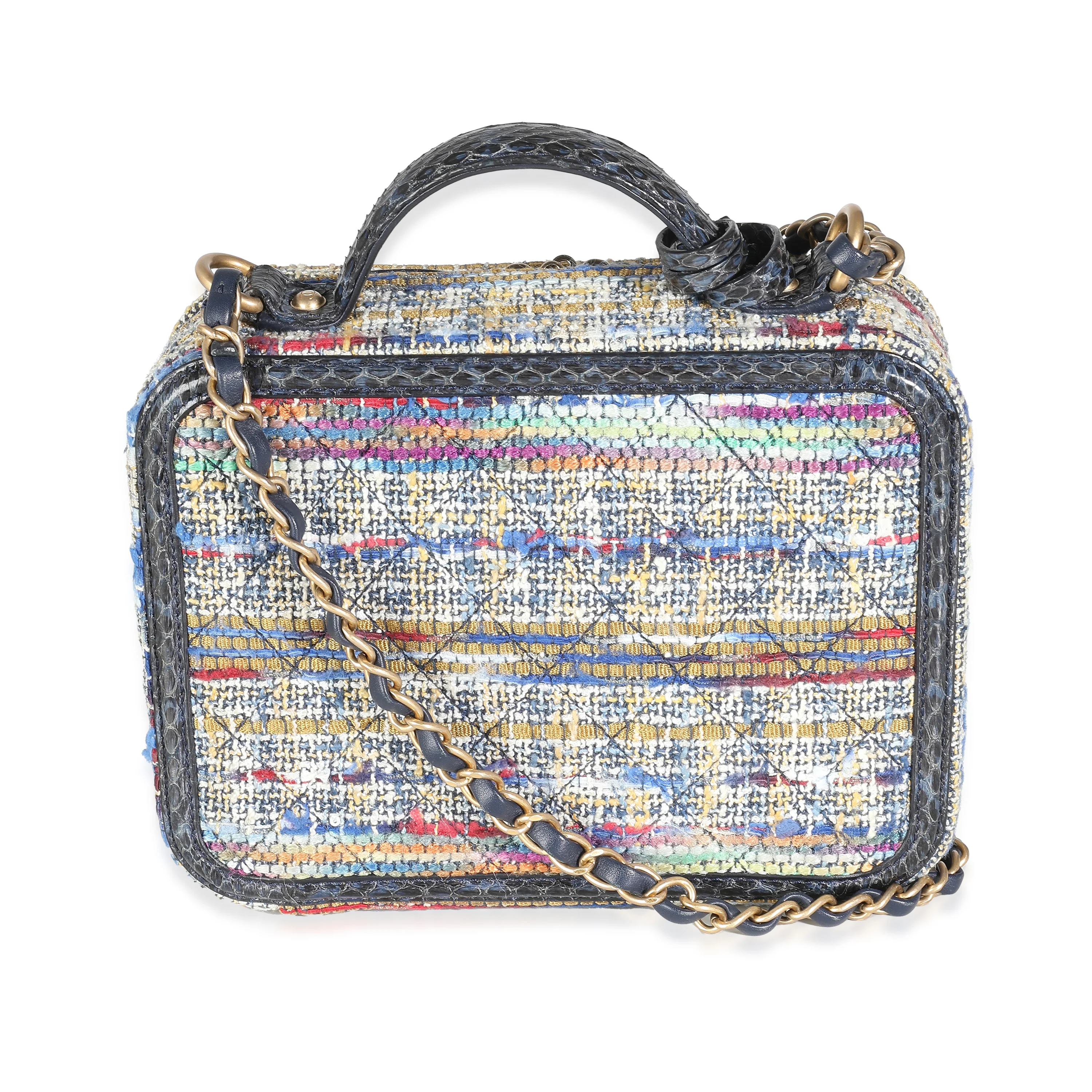 Multicolour Tweed Snakeskin Medium Filigree Vanity Case - Image 5