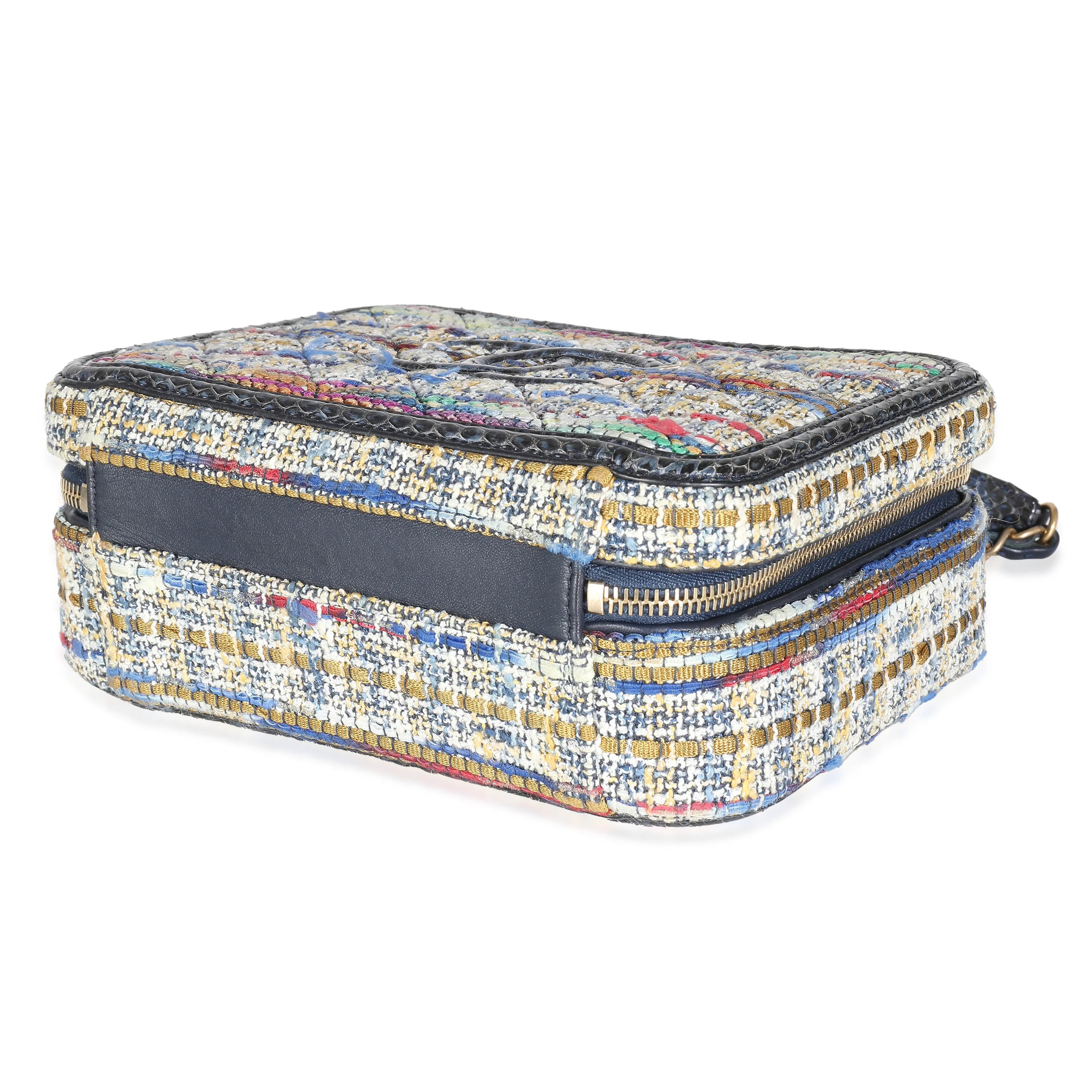 Multicolour Tweed Snakeskin Medium Filigree Vanity Case - Image 6