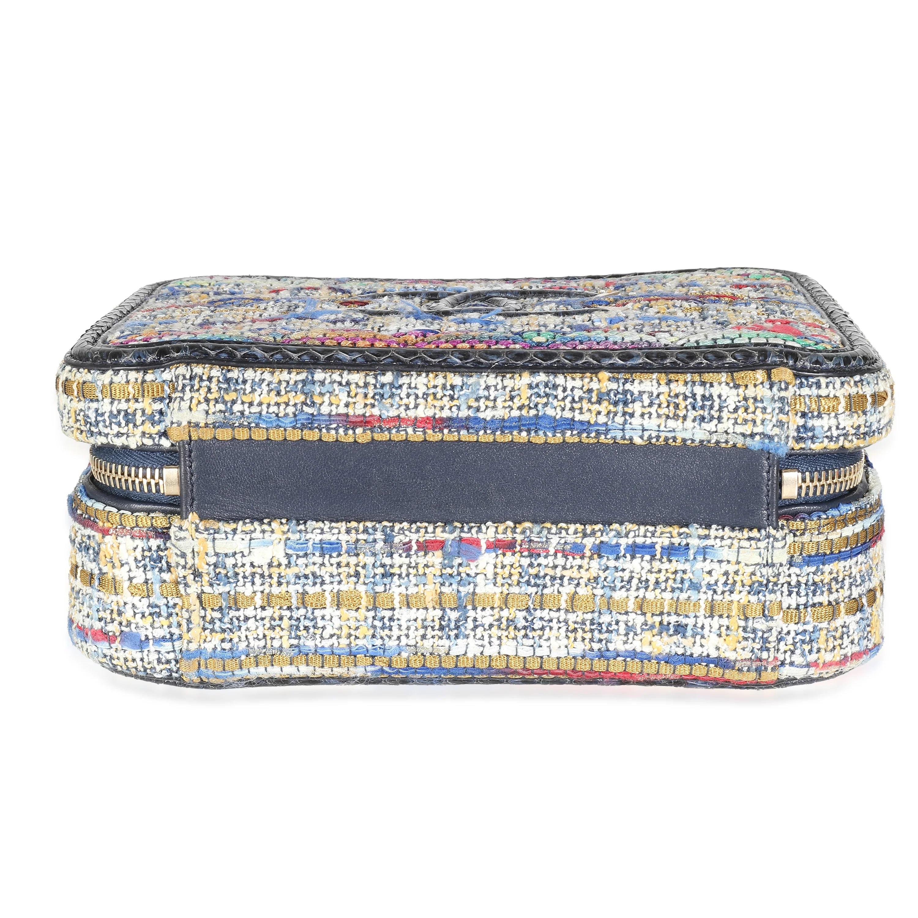 Multicolour Tweed Snakeskin Medium Filigree Vanity Case - Image 7
