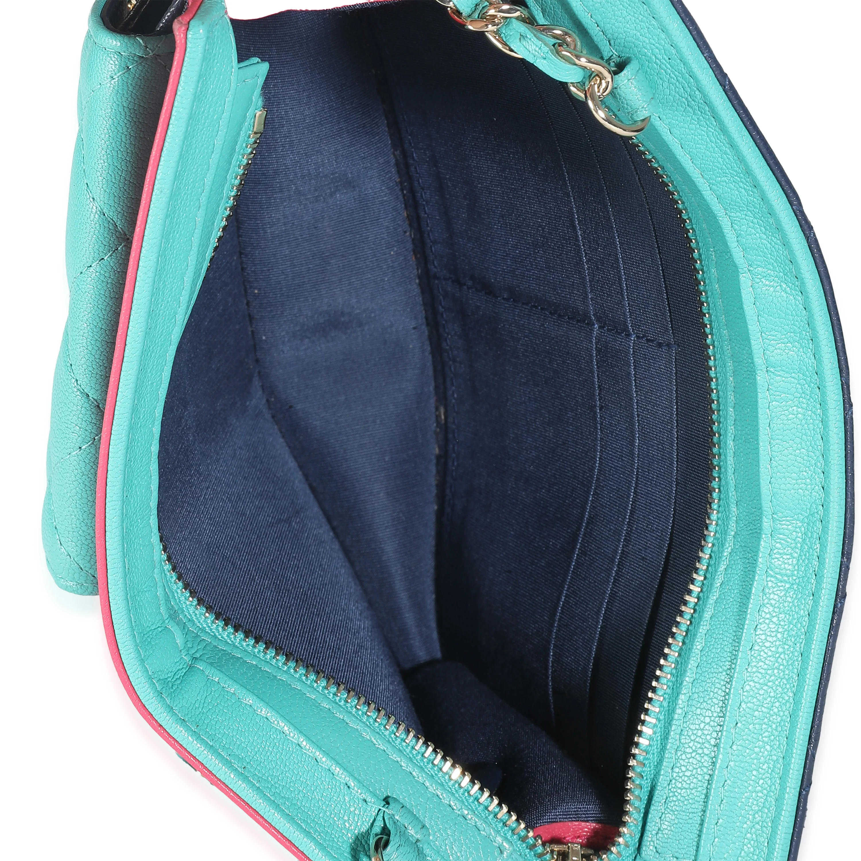 Tricolor Goatskin Multi Pocket Wallet On Chain - Image 9