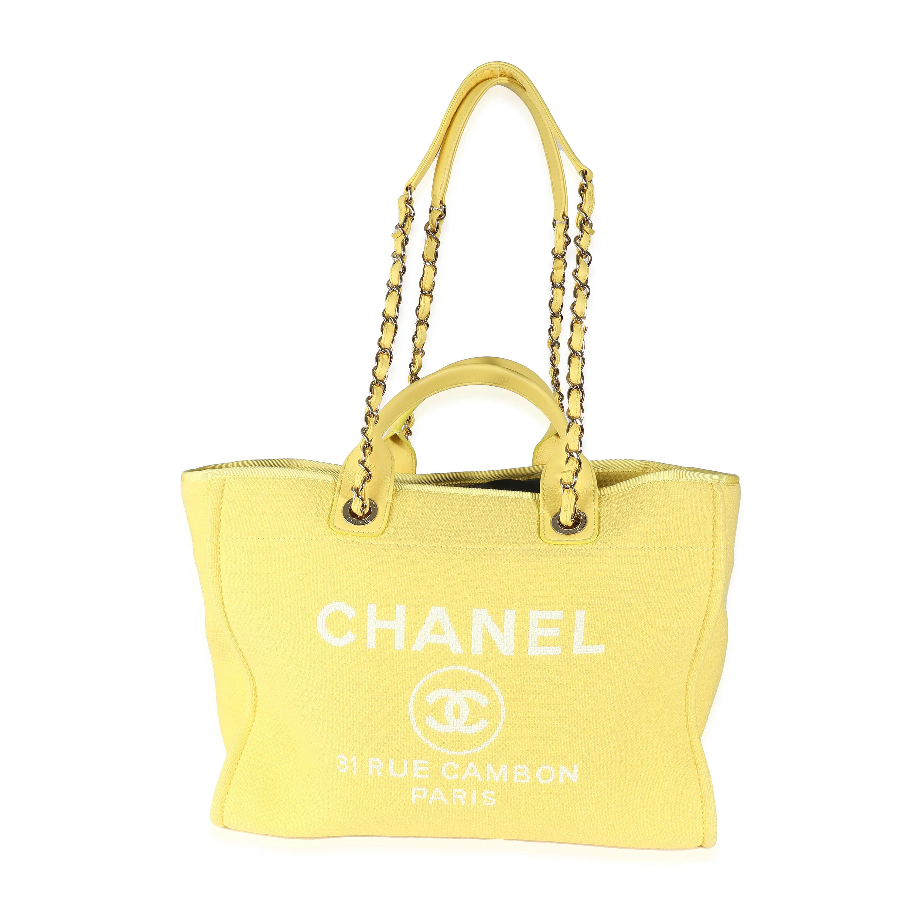 Yellow Mixed Fibers Medium Deauville Tote - Image 7
