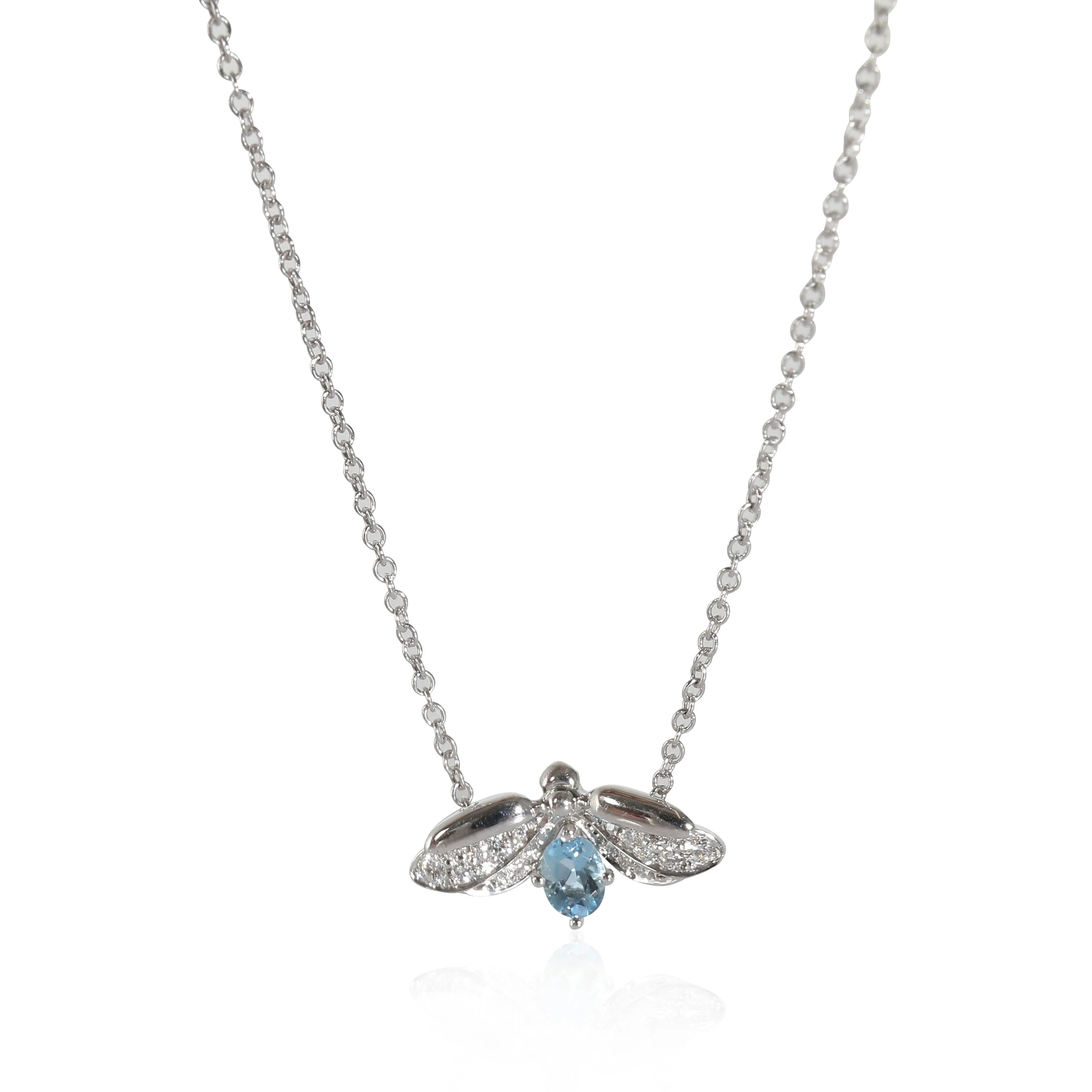 Paper Flowers Aquamarine Pendant in Platinum 0.26 CTW