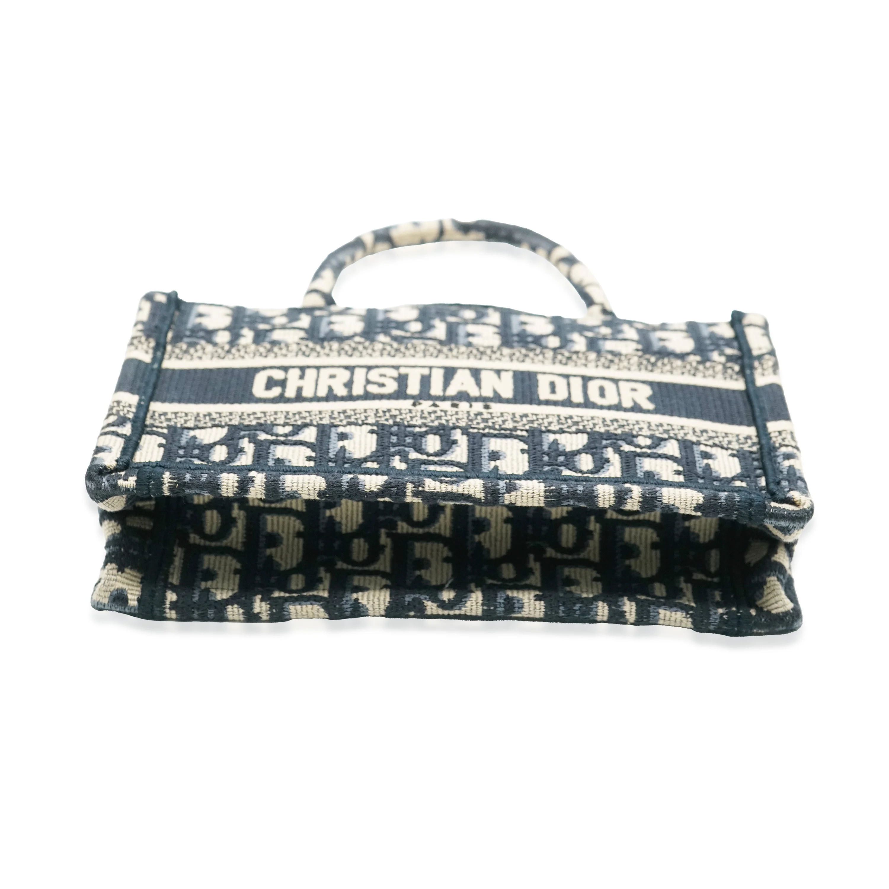 Christian Dior Navy Oblique Embroidered Mini Book Tote - Image 5