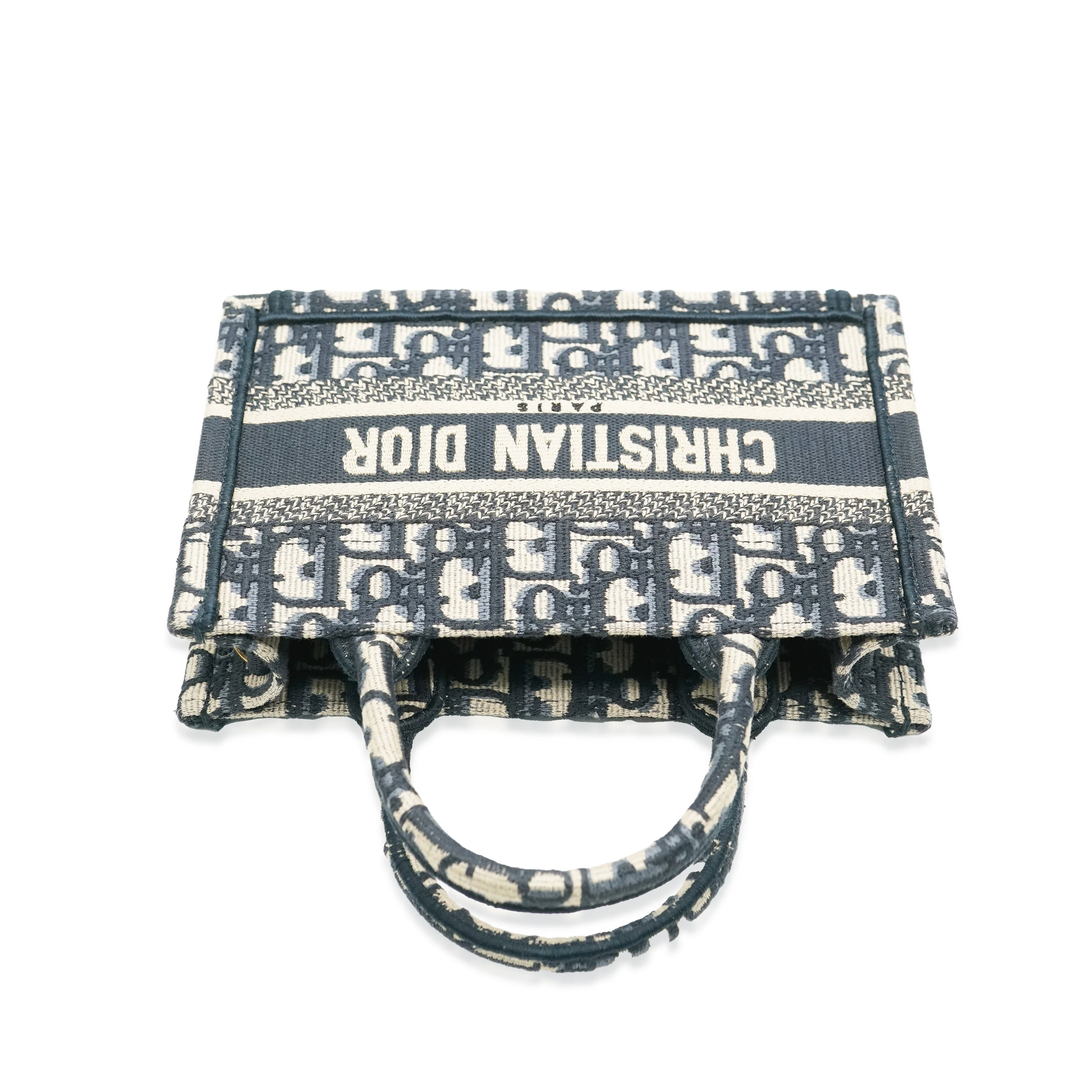 Christian Dior Navy Oblique Embroidered Mini Book Tote - Image 7