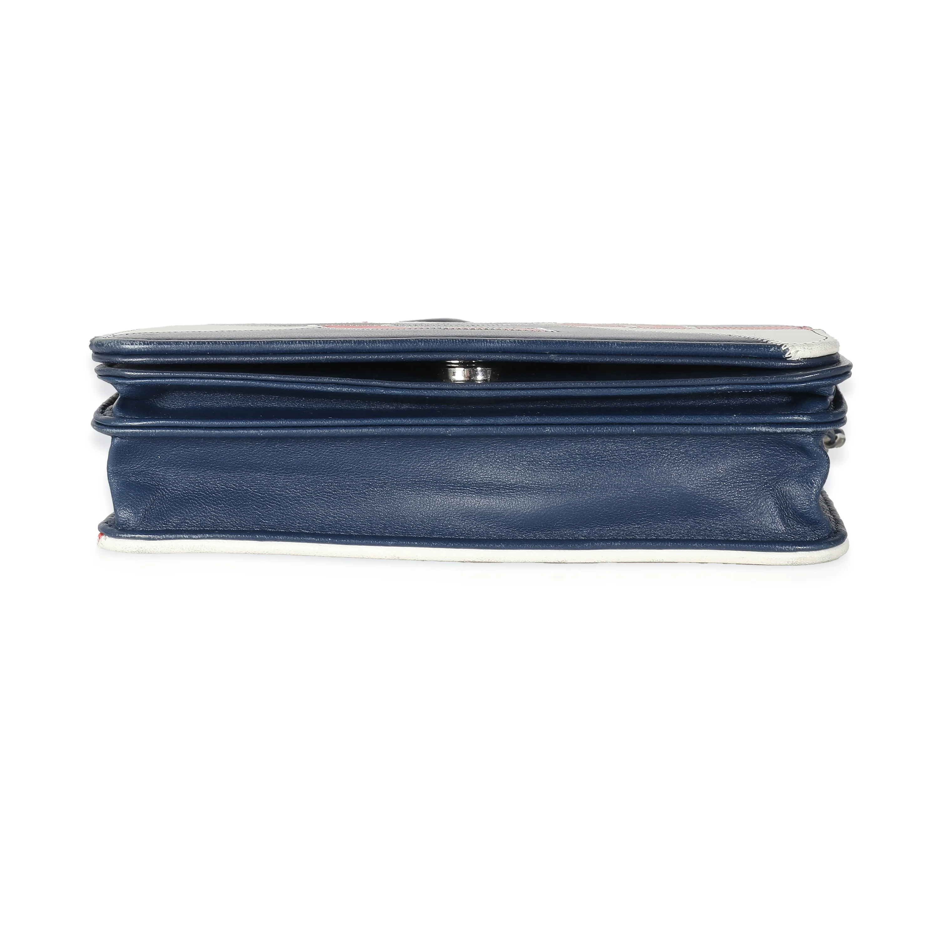 Red Blue White Lambskin Patchwork CC Flap Bag - Image 7