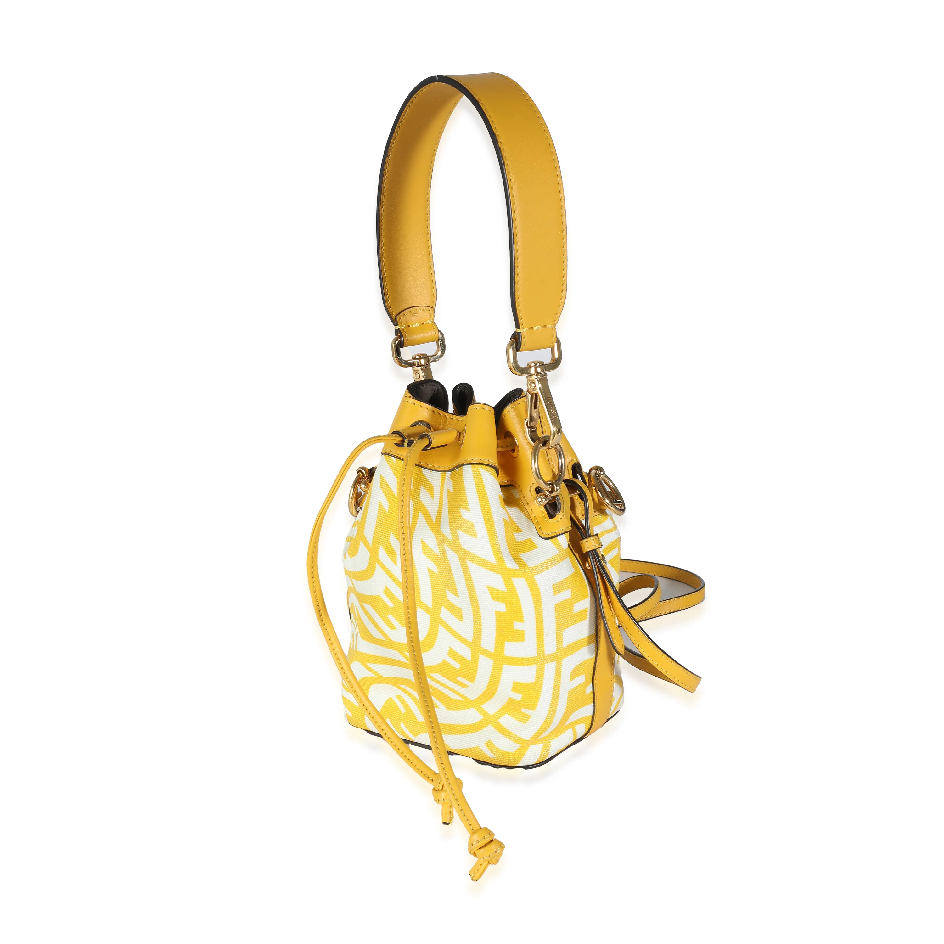 x Sarah Coleman Mimosa Glazed Canvas FF Vertigo Mon Tresor Bucket Bag - Image 2